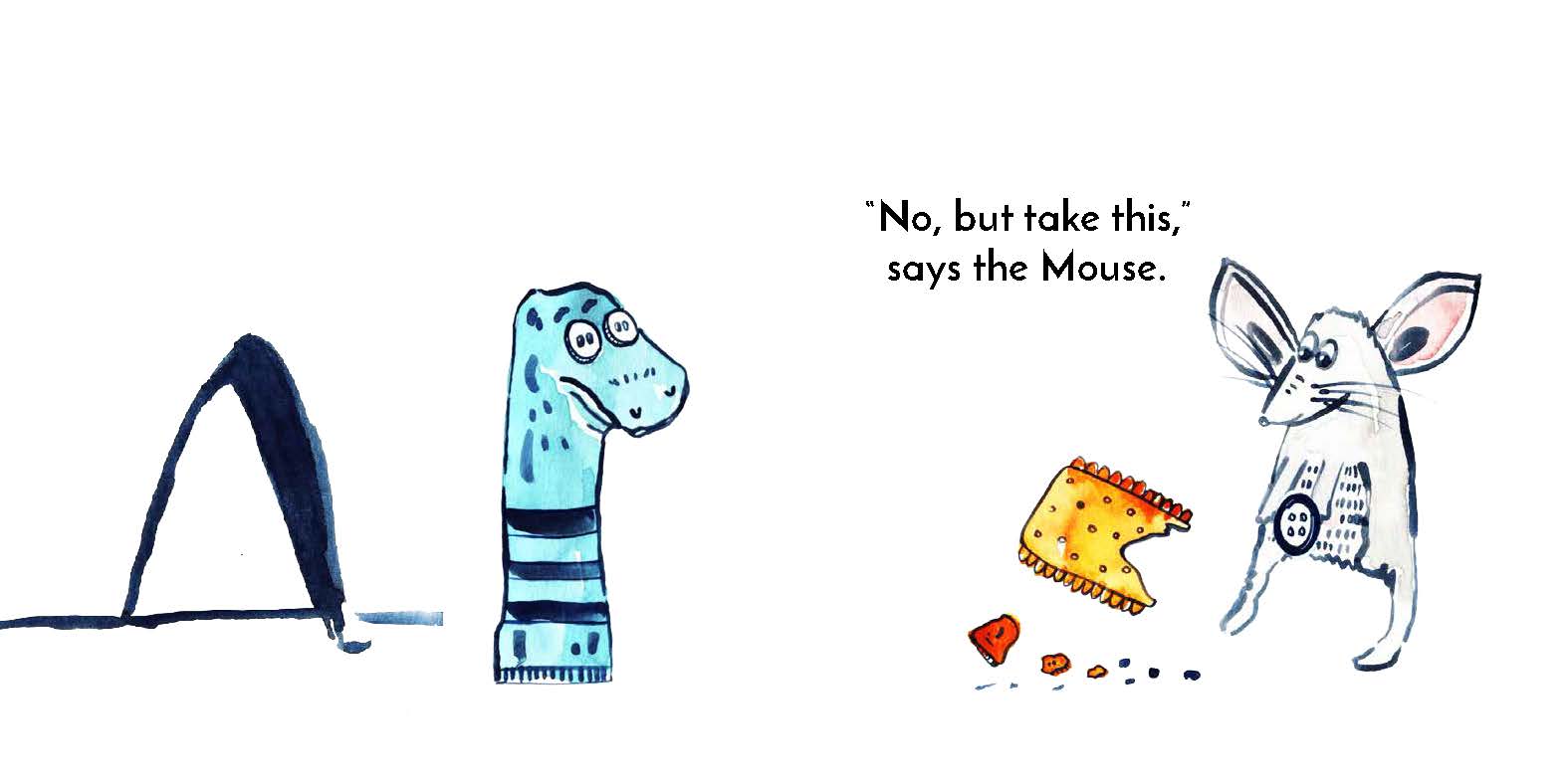 Little Sock and the tiny creatures — original illustrated page 10, English text included
