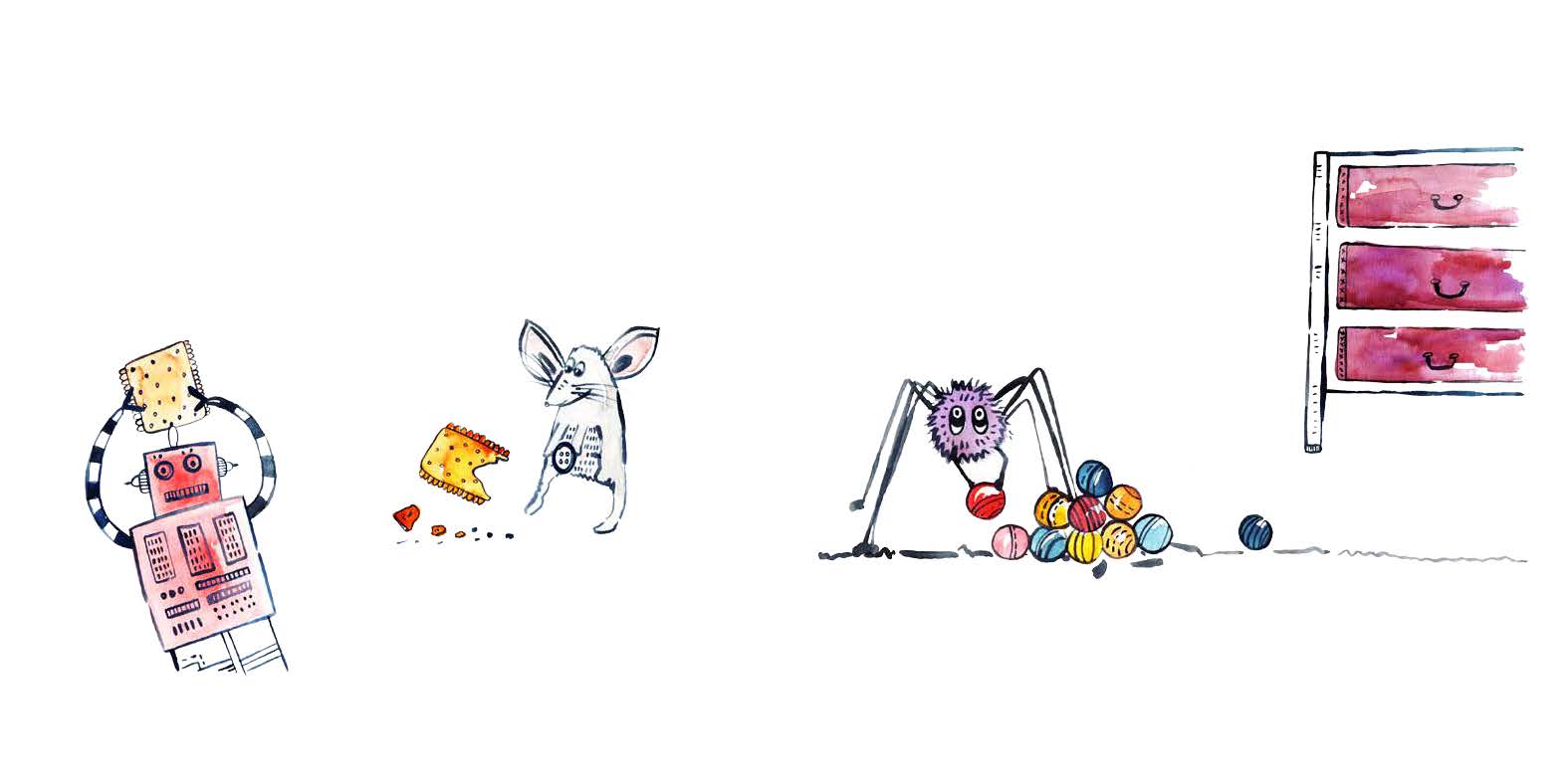 Little Sock and the tiny creatures — original illustrated page 17, English text included
