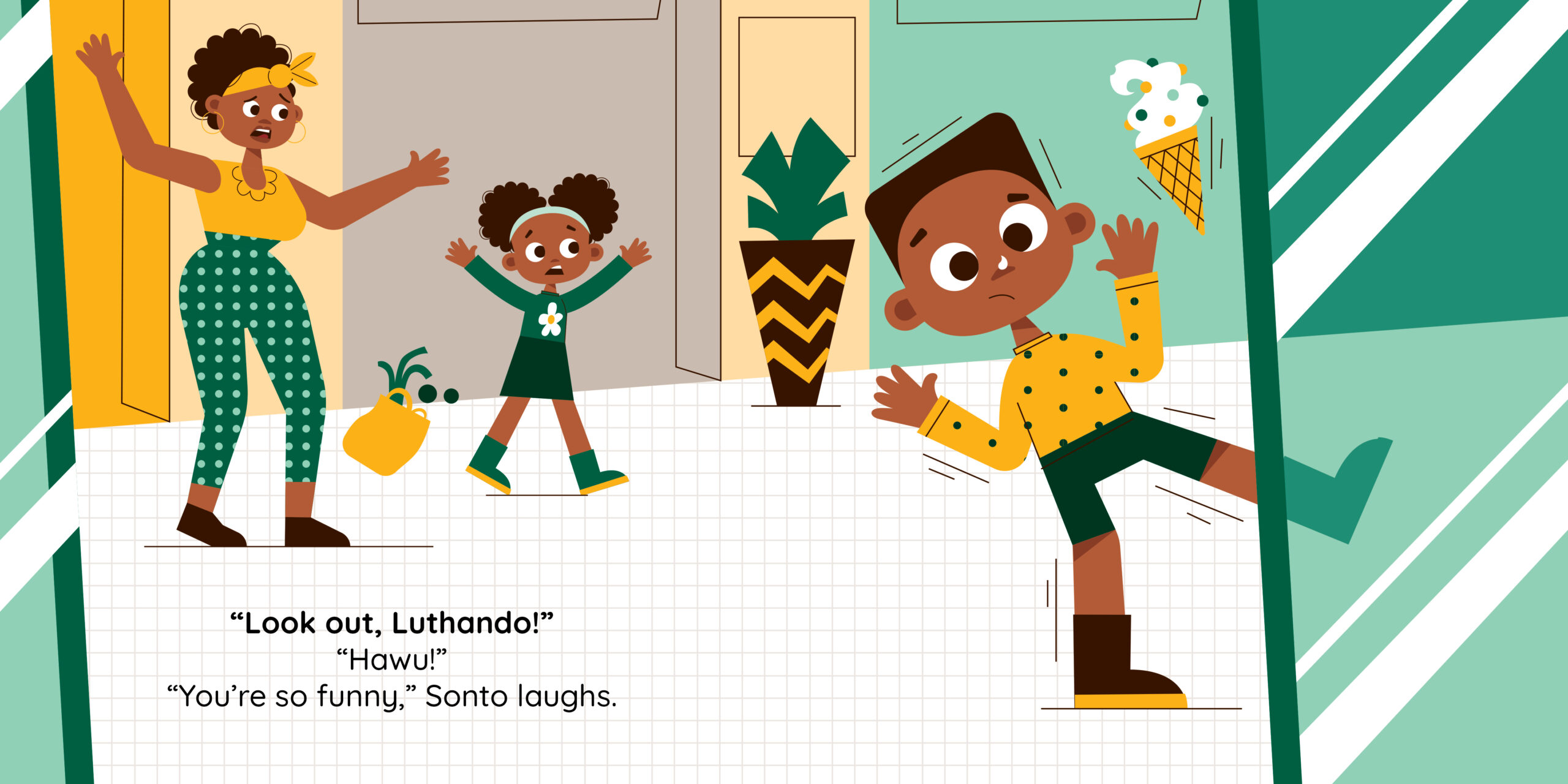 Look out, Luthando! — original illustrated page 4, English text included