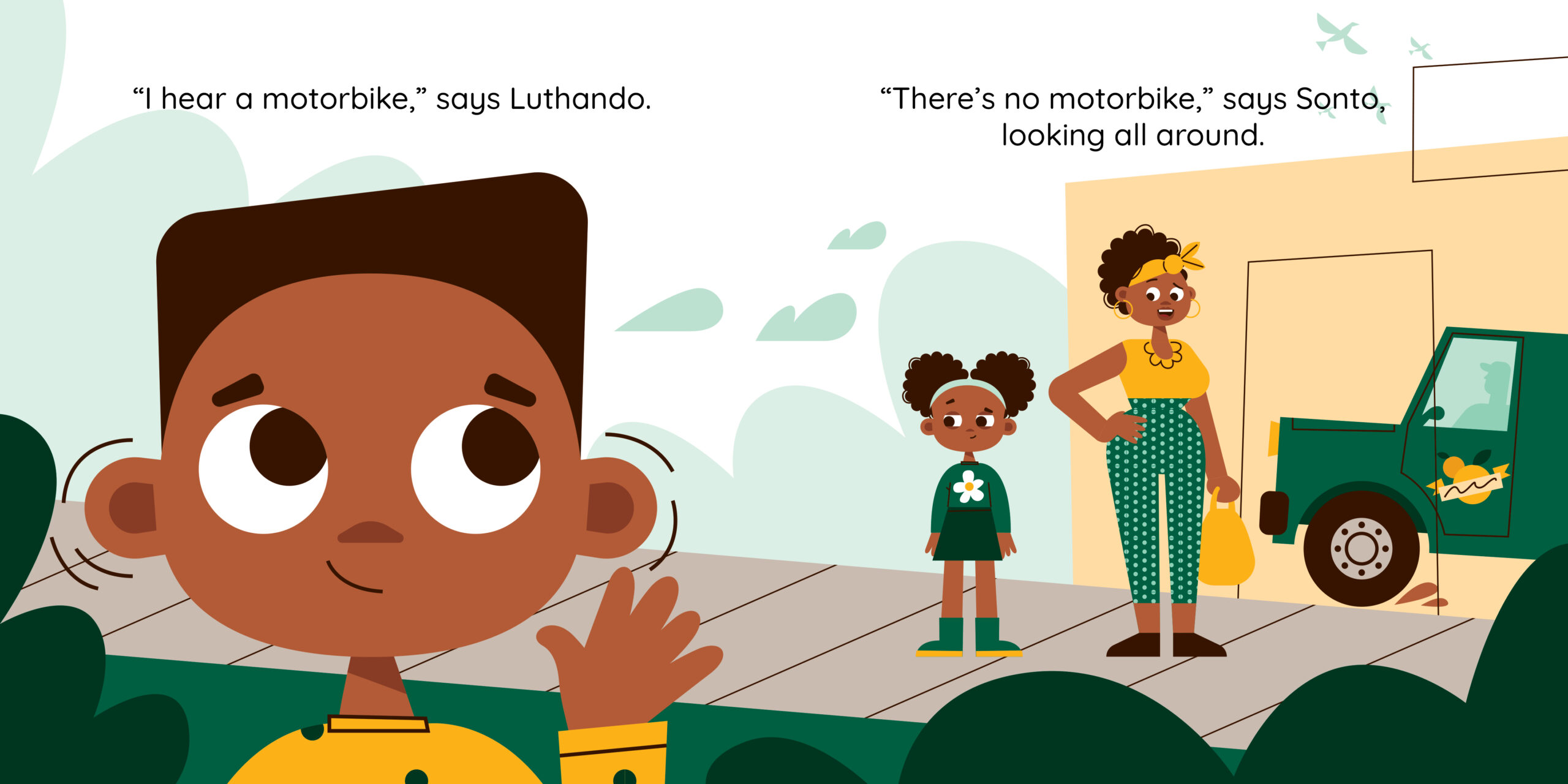 Look out, Luthando! — original illustrated page 5, English text included