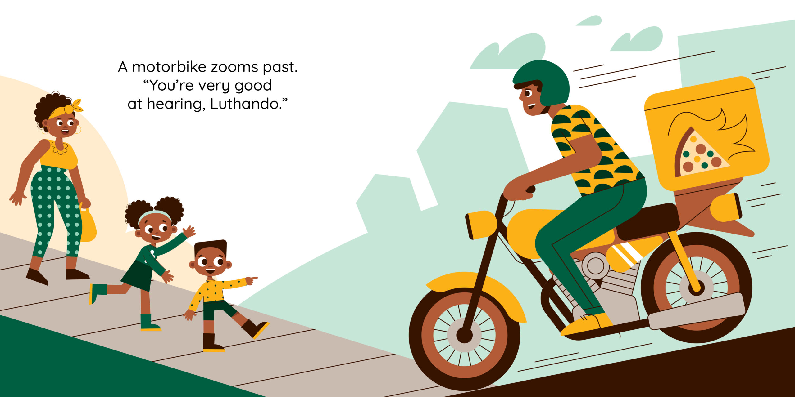 Look out, Luthando! — original illustrated page 6, English text included