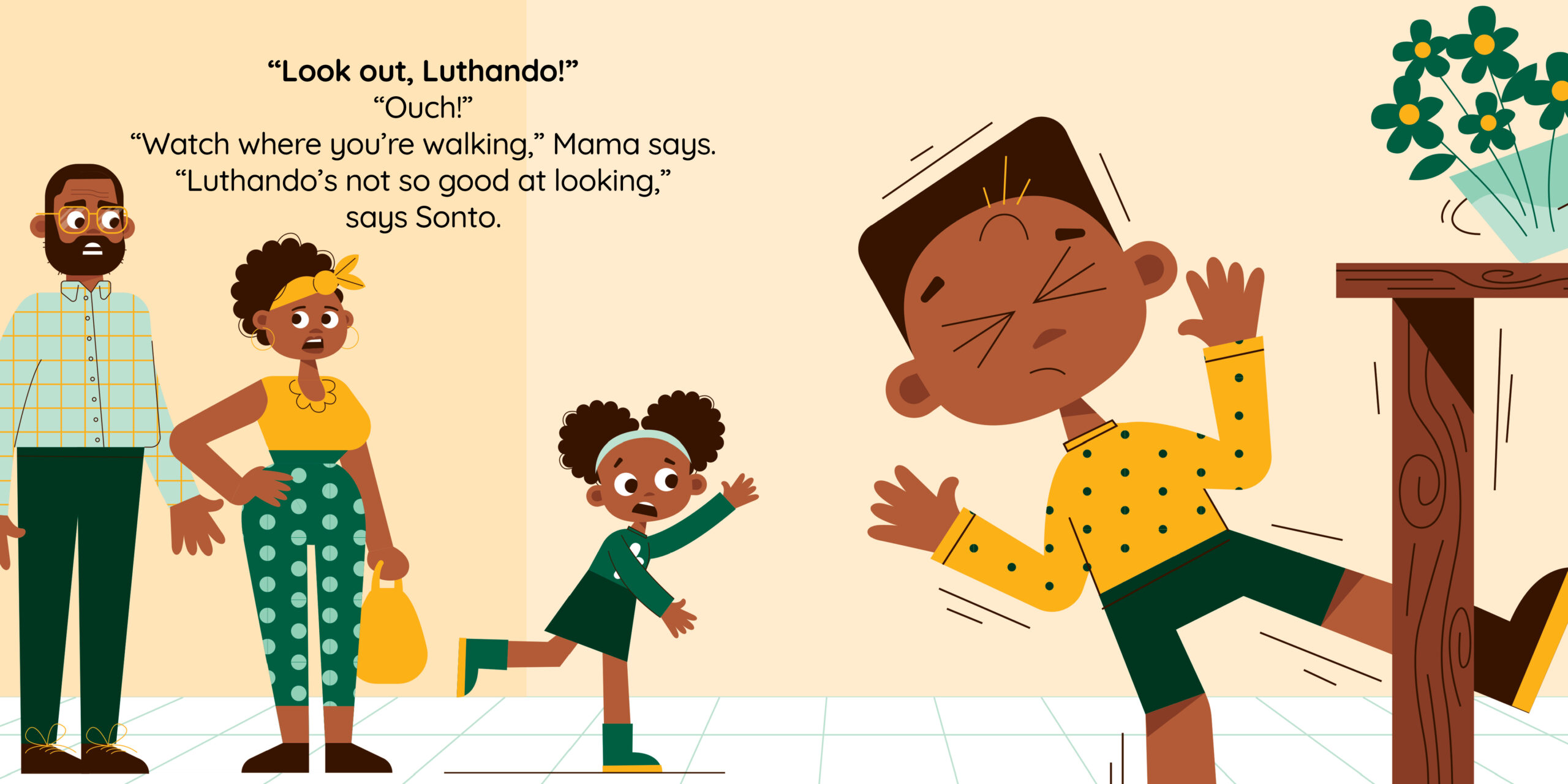 Look out, Luthando! — original illustrated page 9, English text included