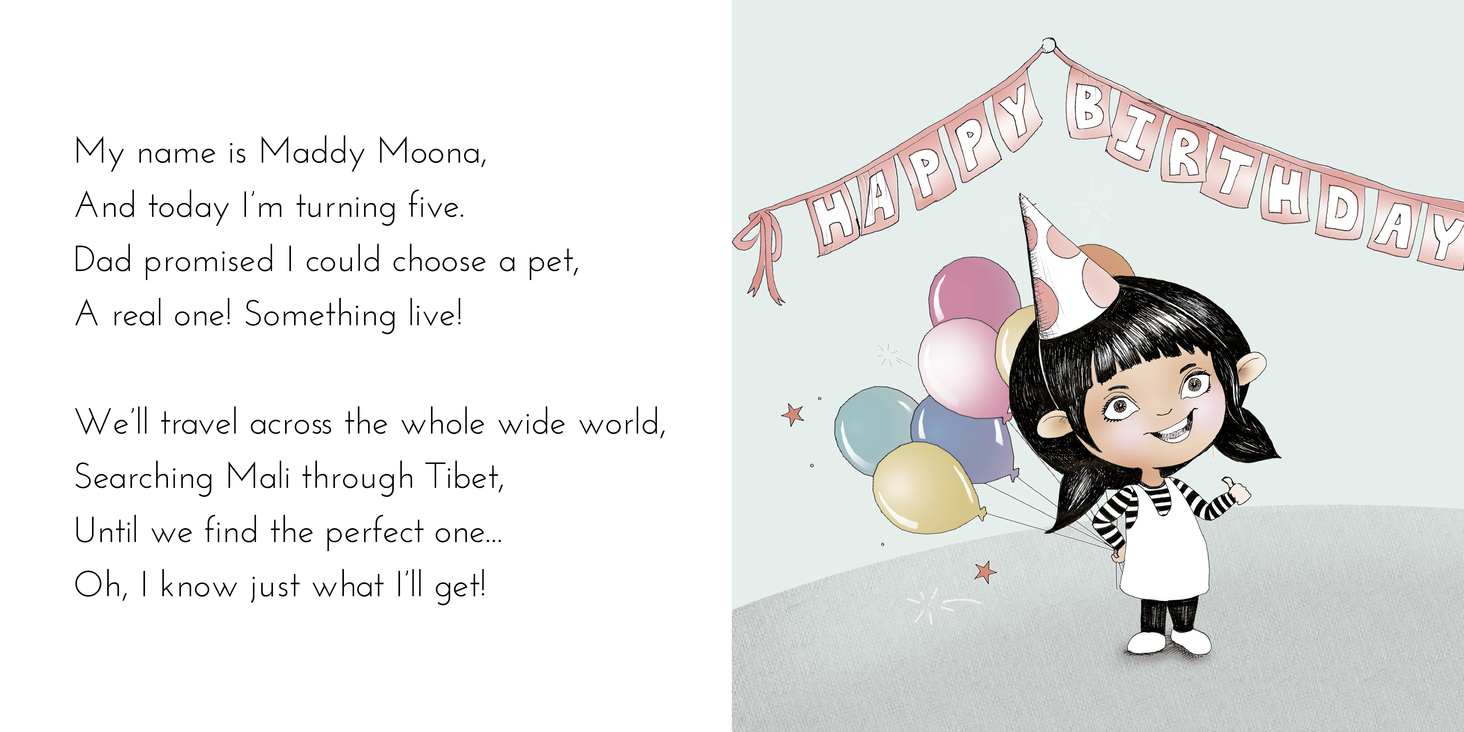 Maddy Moona’s Menagerie — original illustrated page 2, English text included