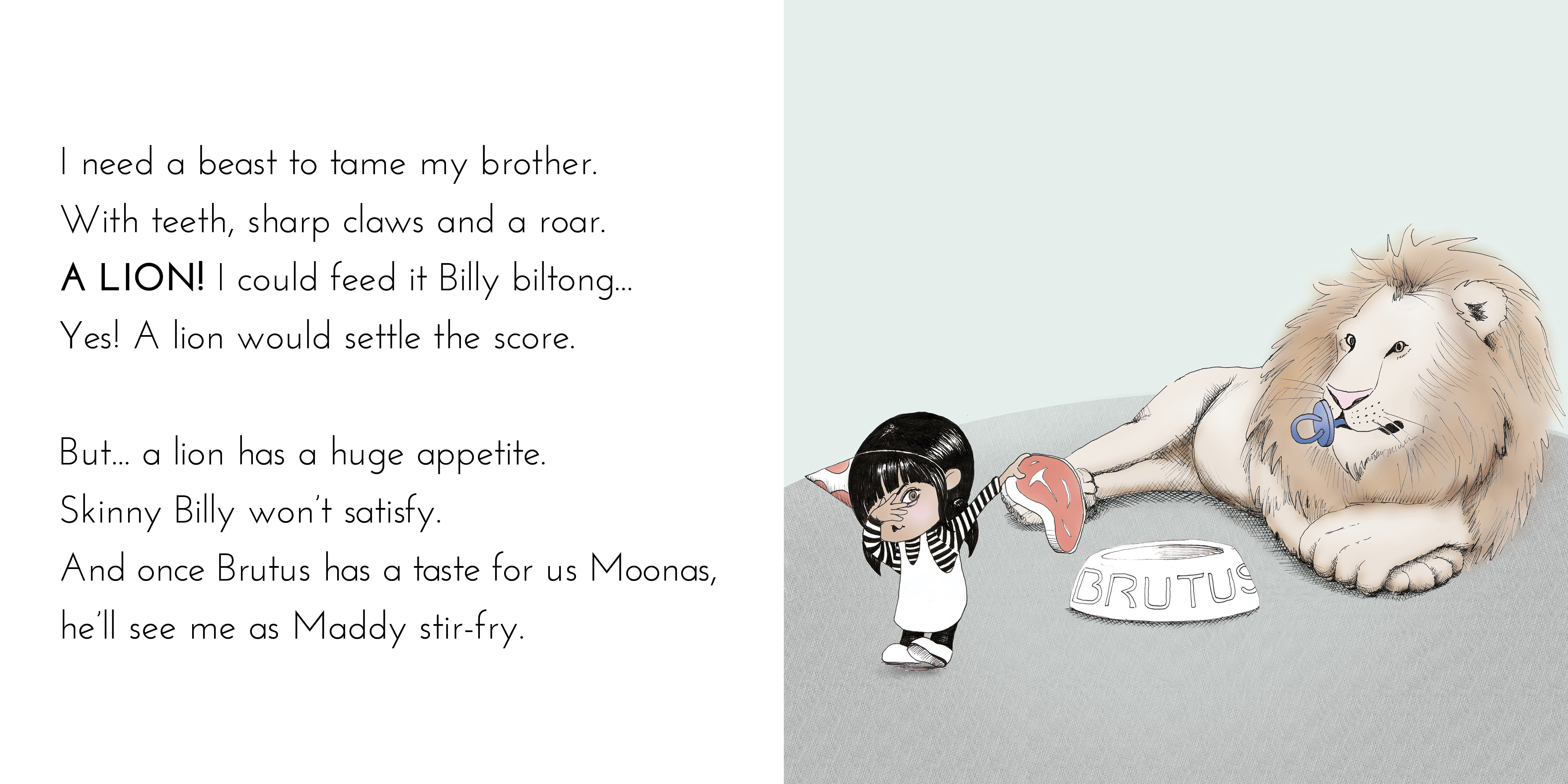 Maddy Moona’s Menagerie — original illustrated page 8, English text included