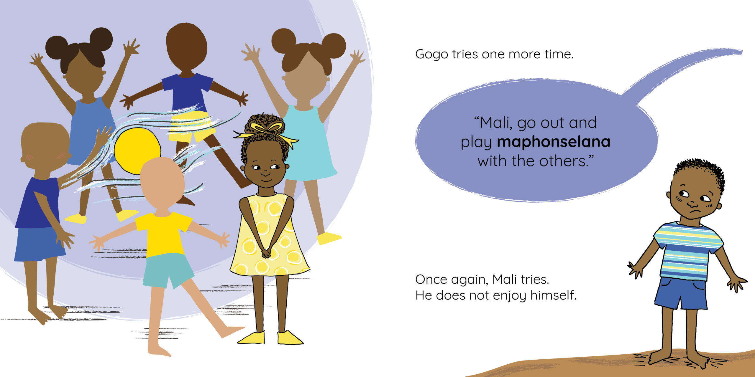 Mali’s Friend — original illustrated page 5, English text included
