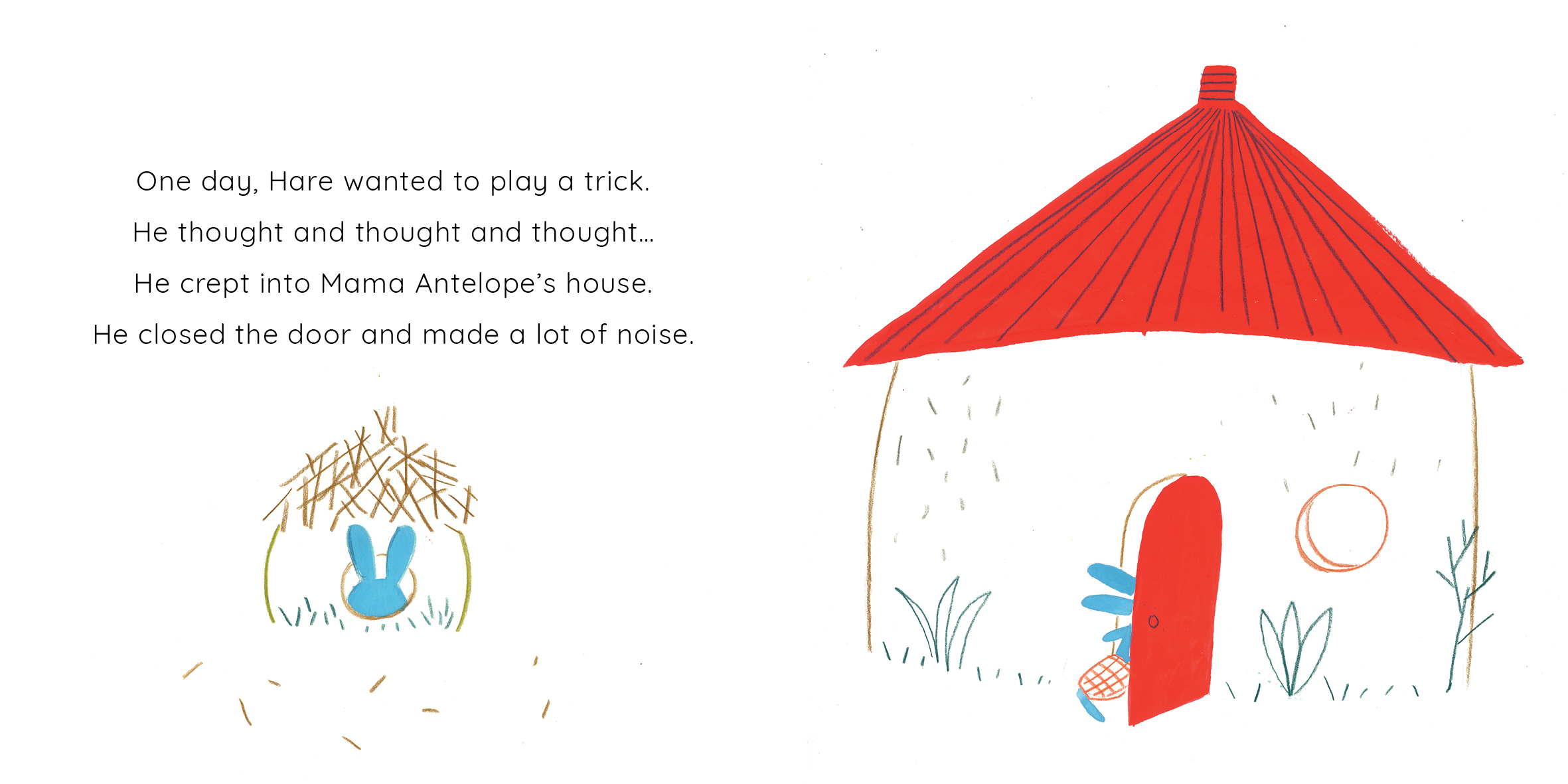 Mama Antelope’s House — original illustrated page 3, English text included