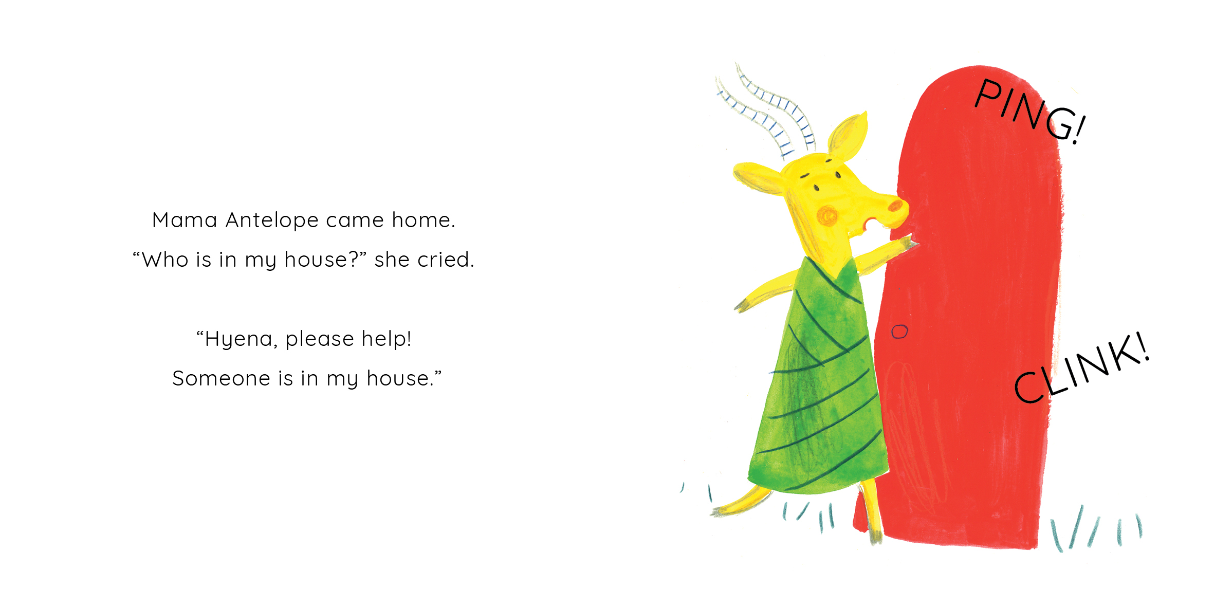 Mama Antelope’s House — original illustrated page 4, English text included