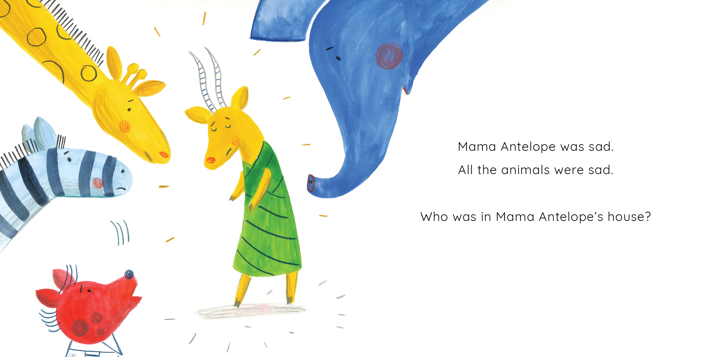 Mama Antelope’s House — original illustrated page 9, English text included