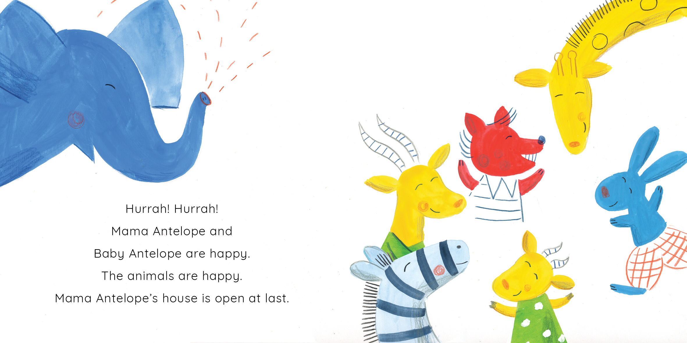 Mama Antelope’s House — original illustrated page 13, English text included