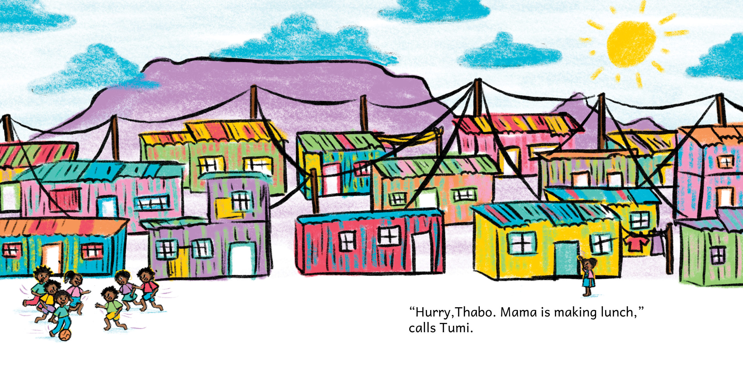 Mama, What’s For Lunch? — original illustrated page 2, English text included