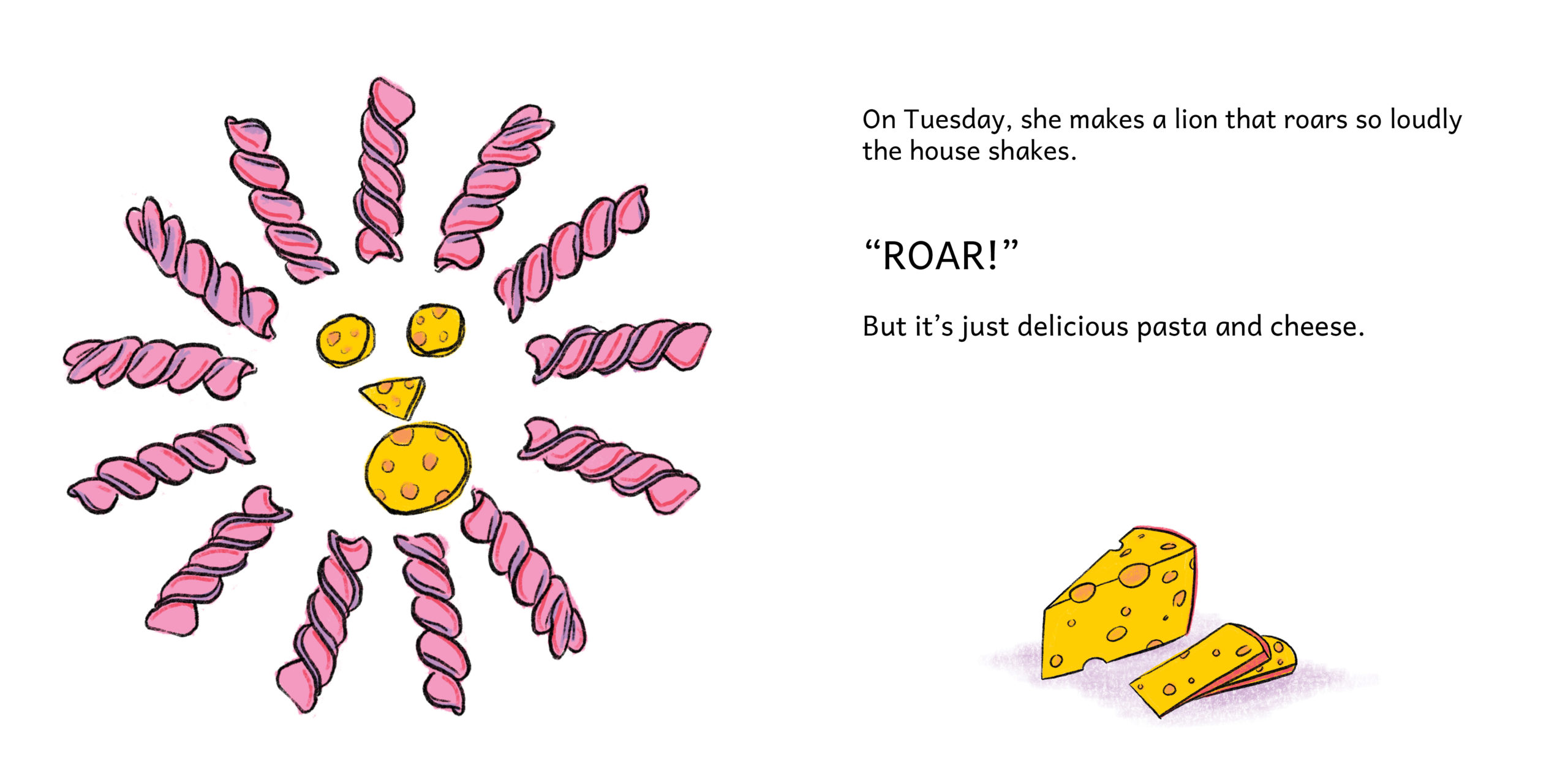 Mama, What’s For Lunch? — original illustrated page 6, English text included