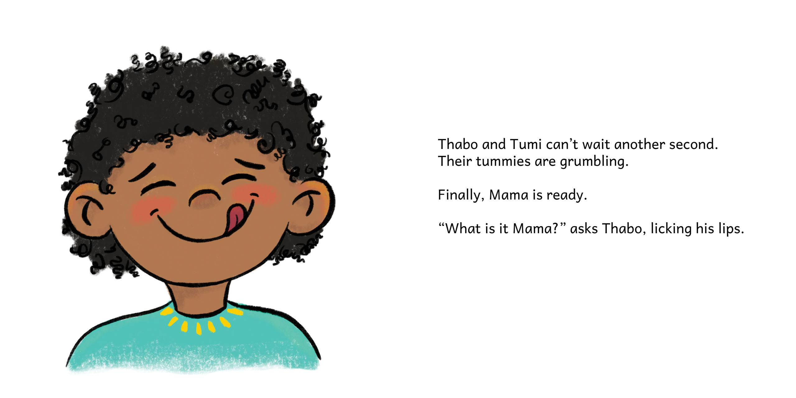 Mama, What’s For Lunch? — original illustrated page 11, English text included