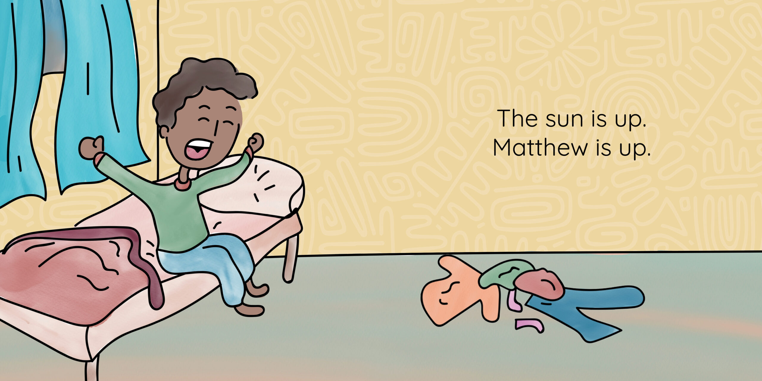 Matthew is up! — original illustrated page 2, English text included