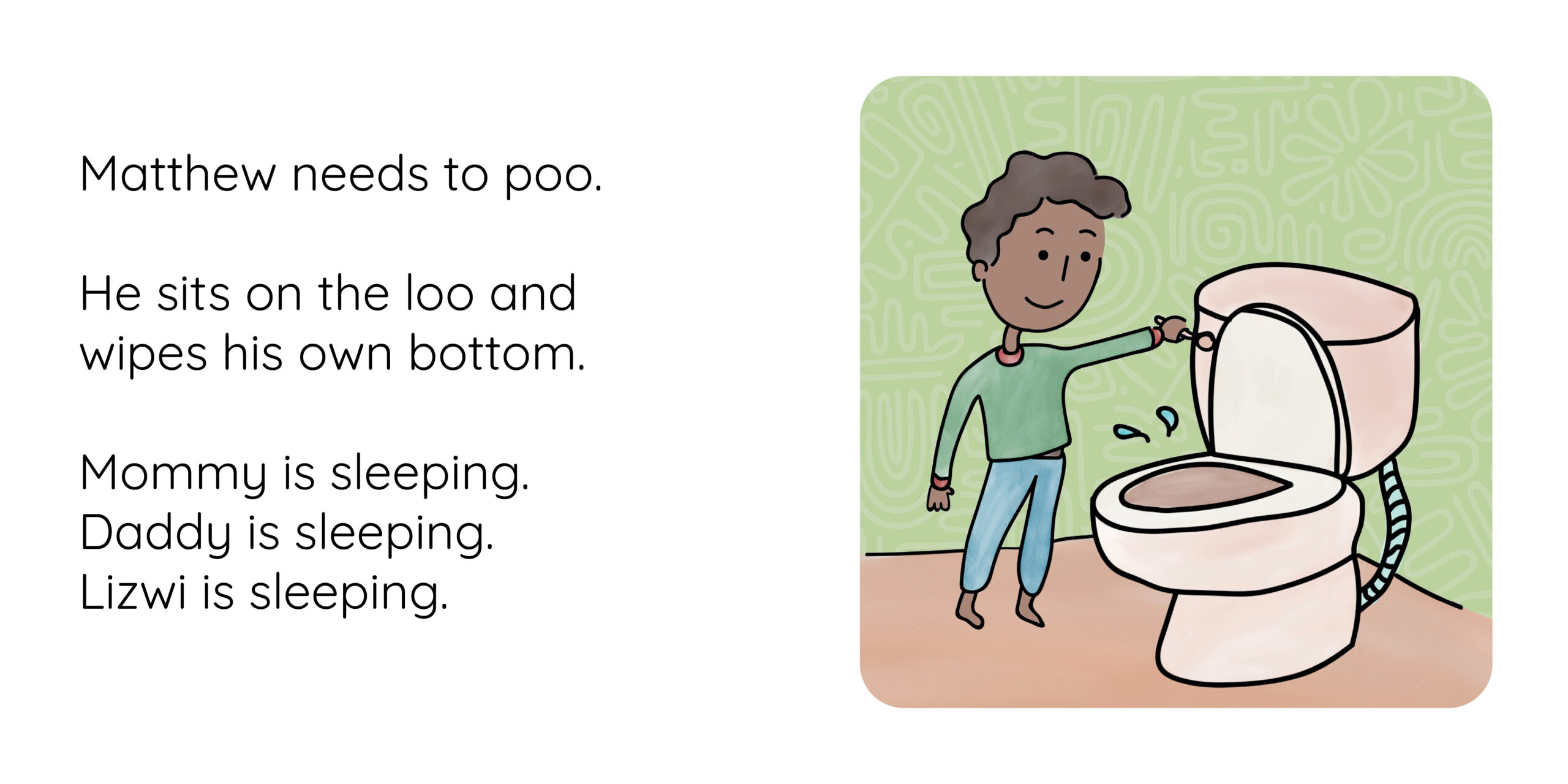 Matthew is up! — original illustrated page 5, English text included