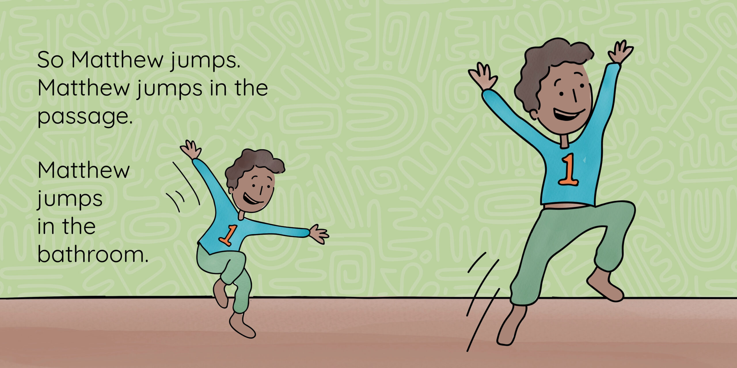 Matthew is up! — original illustrated page 10, English text included