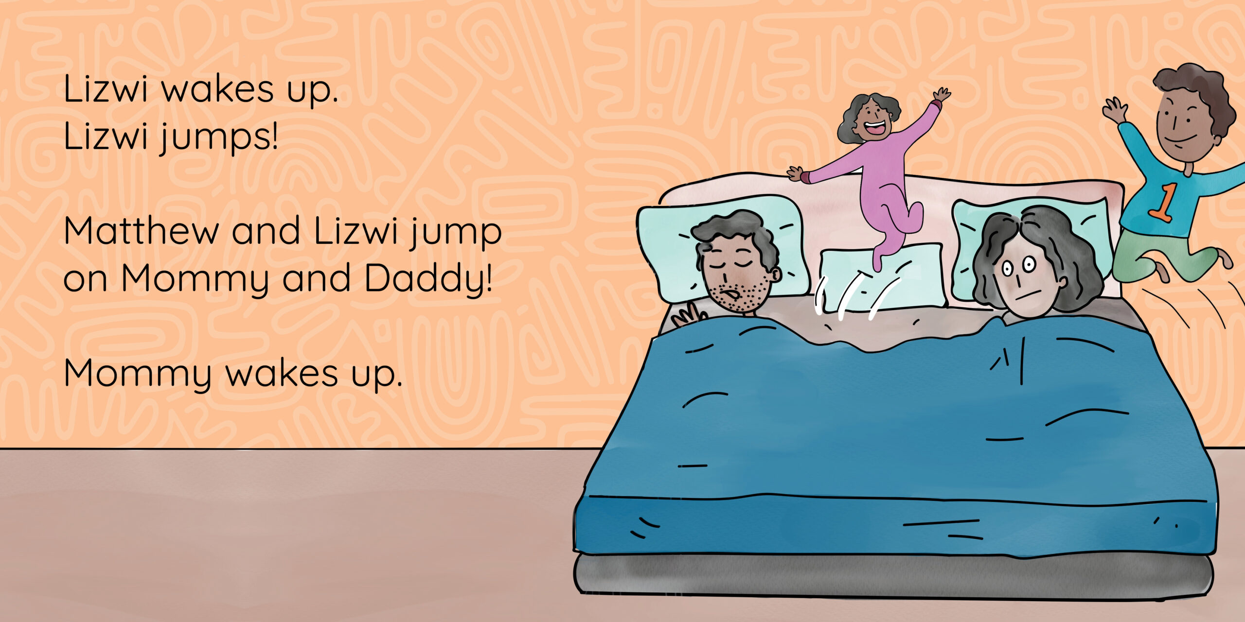 Matthew is up! — original illustrated page 13, English text included