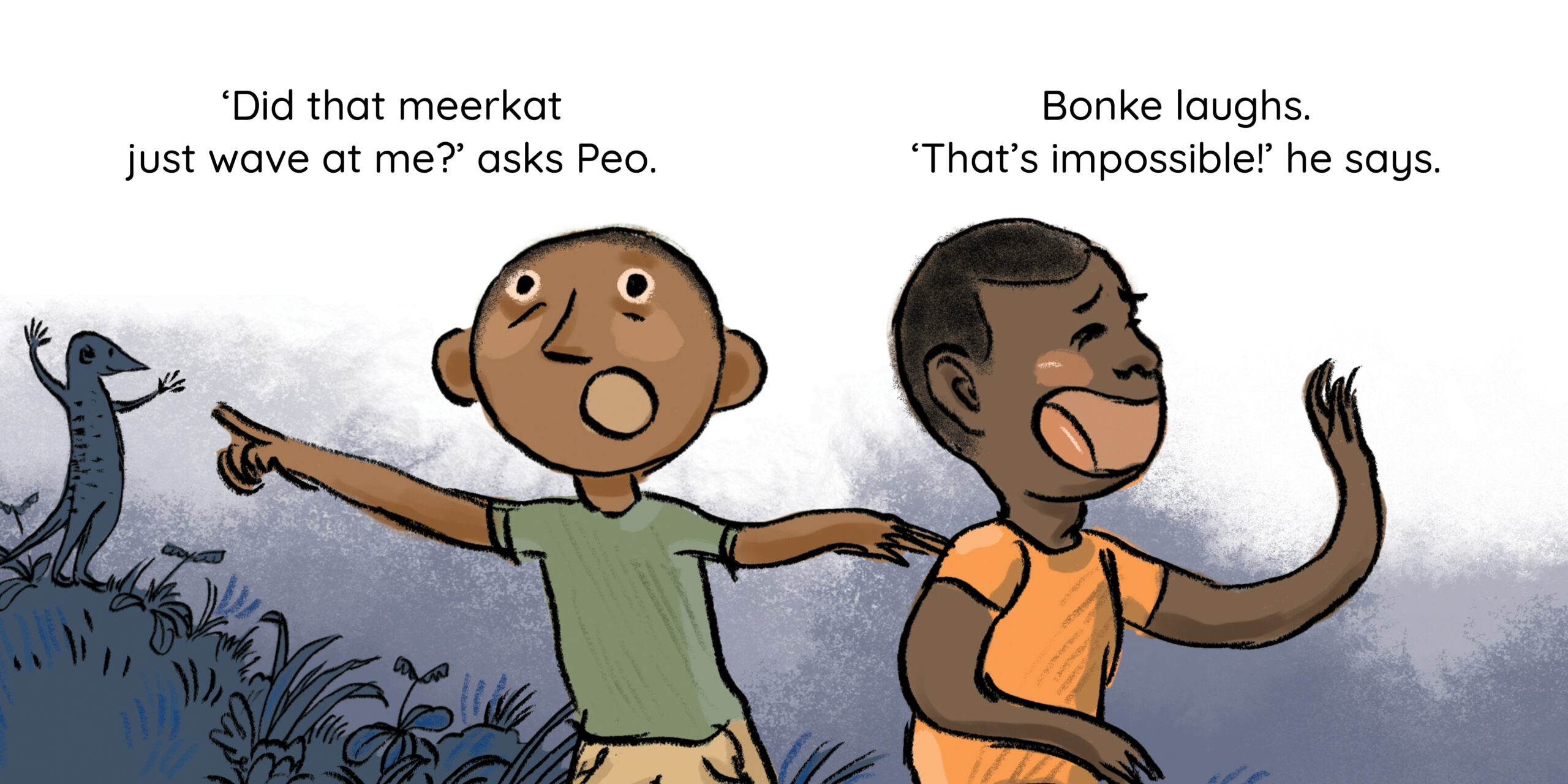 Meerkat magic — original illustrated page 6, English text included