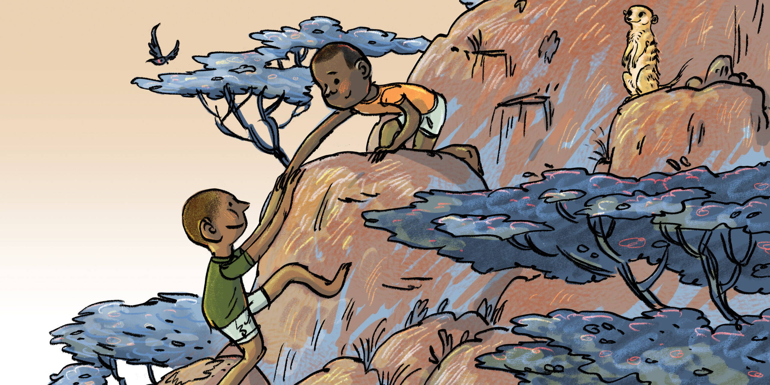 Meerkat magic — original illustrated page 11, English text included
