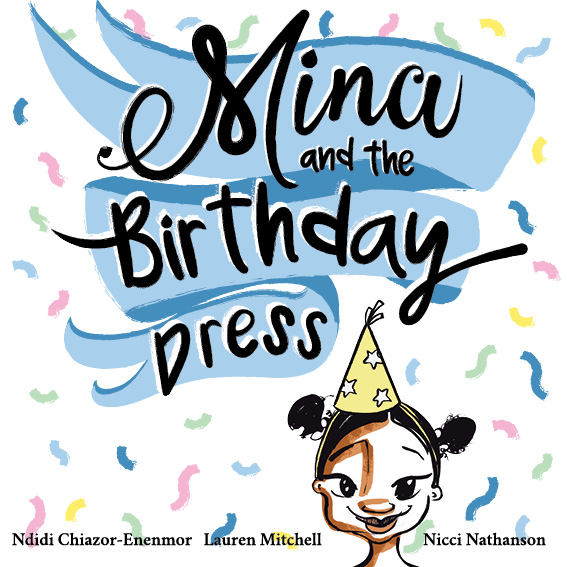 Mina and the Birthday Dress — original illustrated page 1, English text included