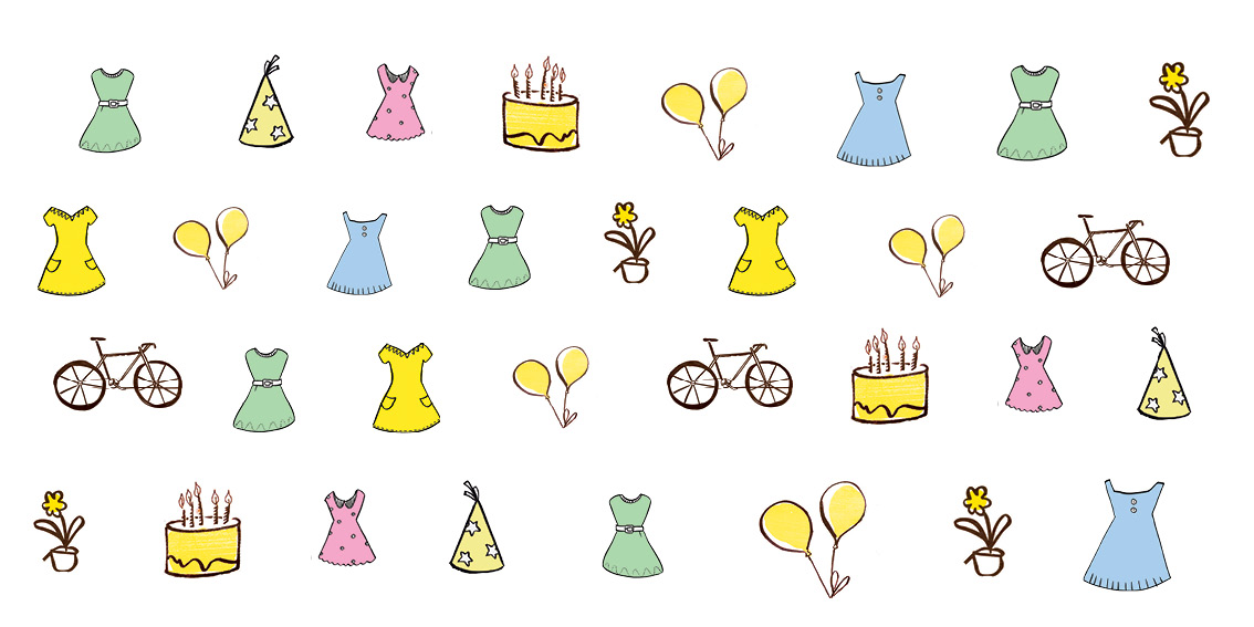 Mina and the Birthday Dress — original illustrated page 2, English text included