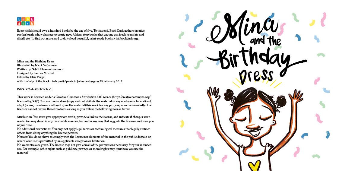 Mina and the Birthday Dress — original illustrated page 3, English text included
