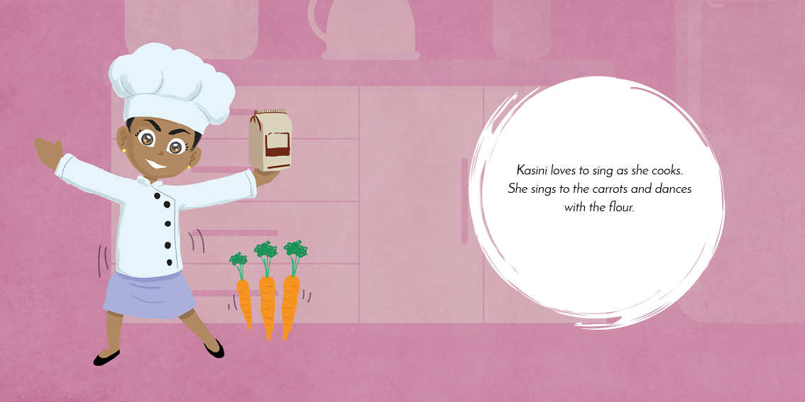 Miss Tiny Chef — original illustrated page 6, English text included
