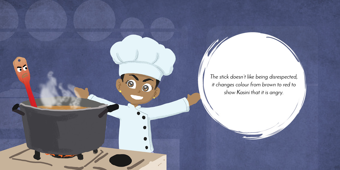 Miss Tiny Chef — original illustrated page 12, English text included