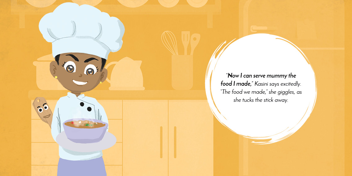 Miss Tiny Chef — original illustrated page 15, English text included
