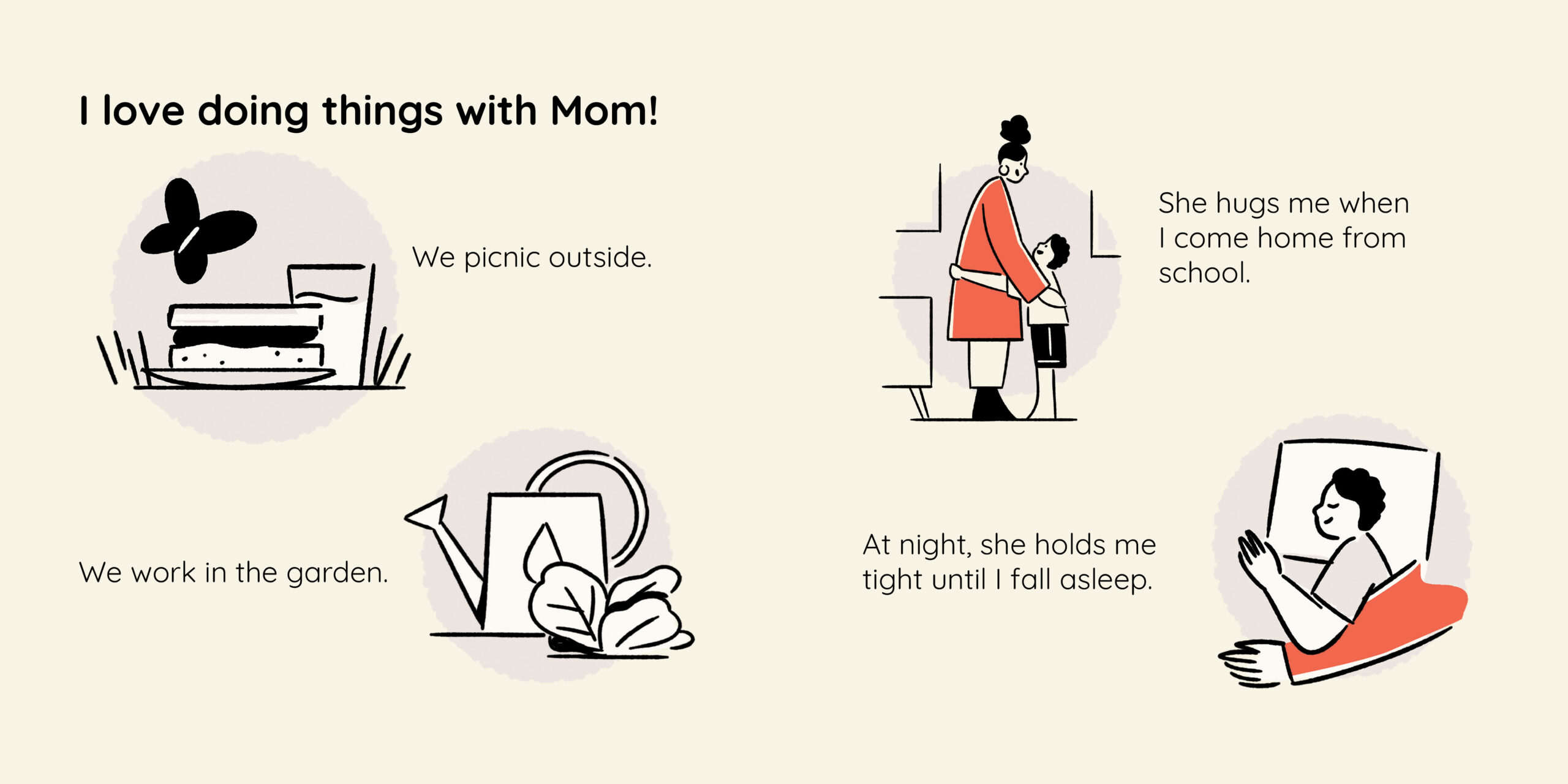 Mom’s Red Coat — original illustrated page 3, English text included