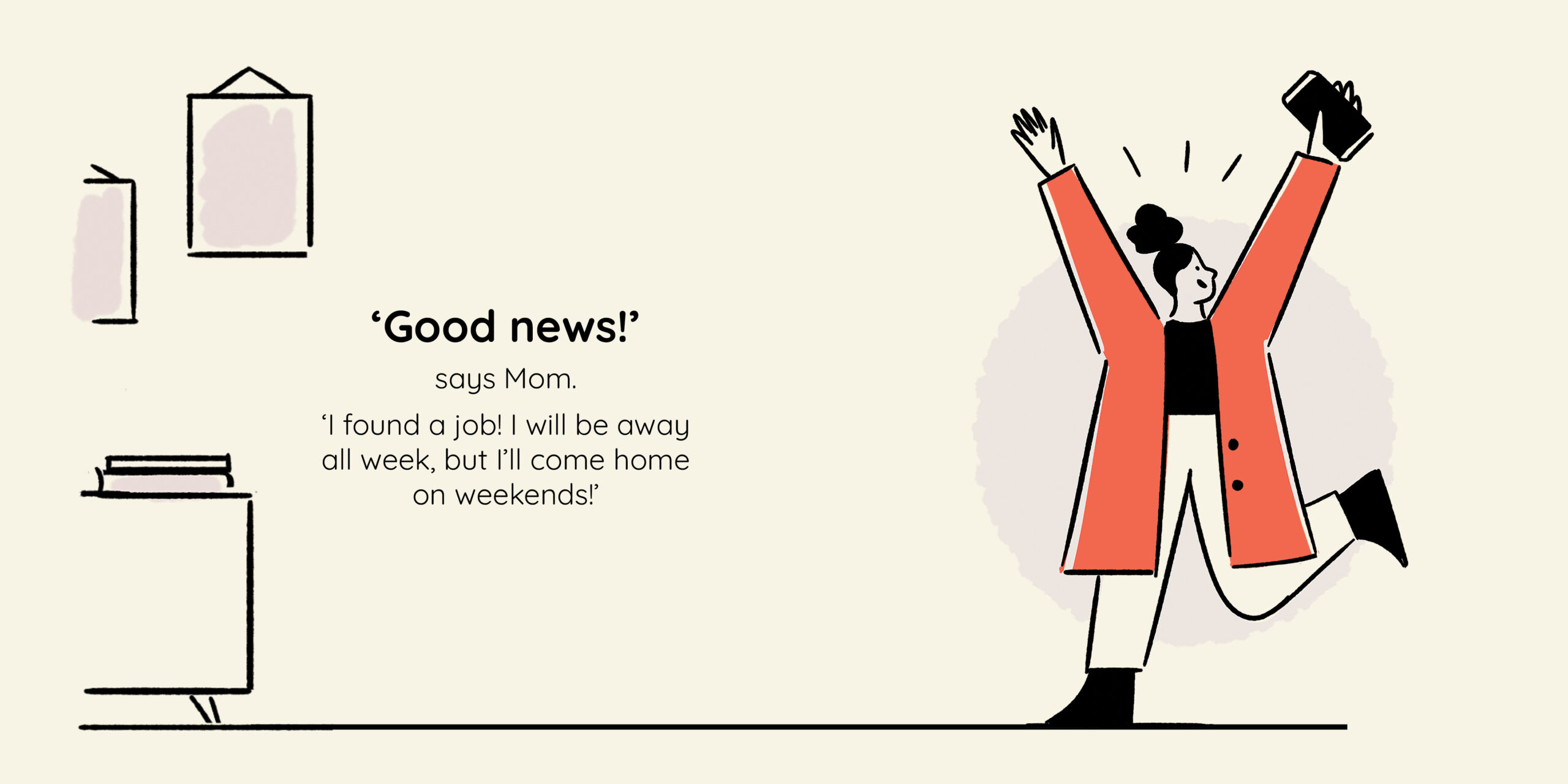 Mom’s Red Coat — original illustrated page 4, English text included