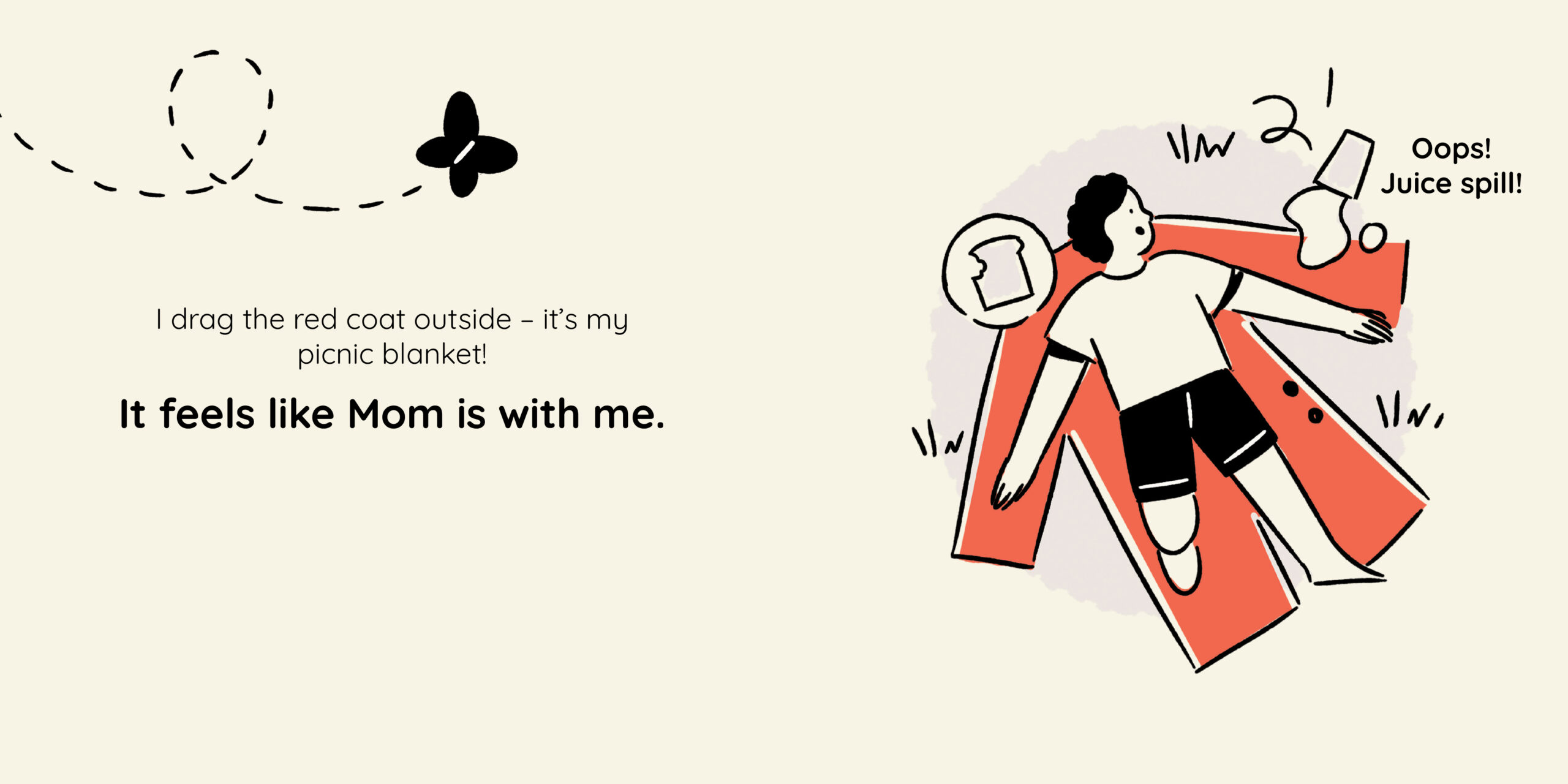 Mom’s Red Coat — original illustrated page 7, English text included