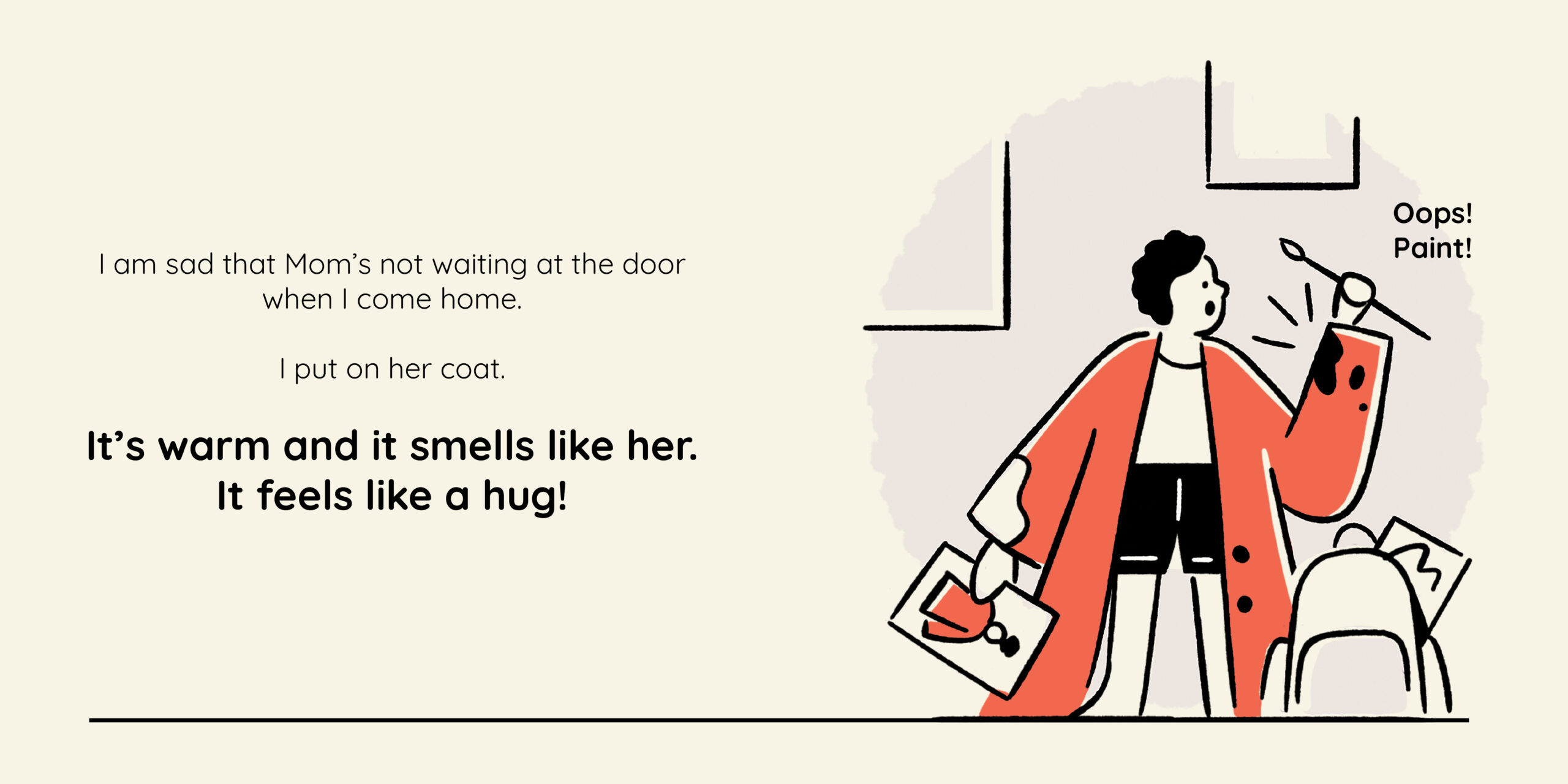 Mom’s Red Coat — original illustrated page 8, English text included