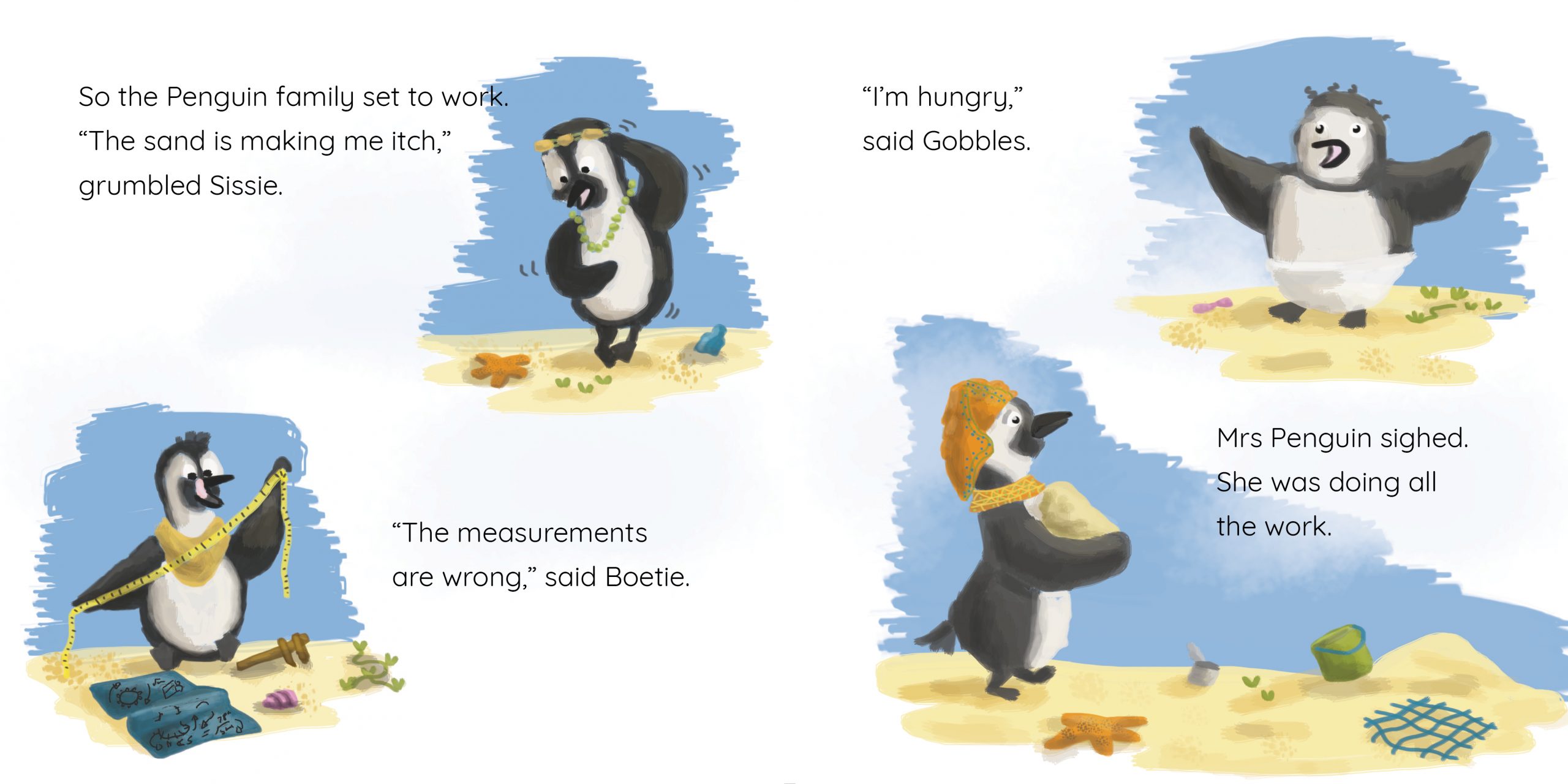 Mrs Penguin’s Perfect Palace — original illustrated page 3, English text included