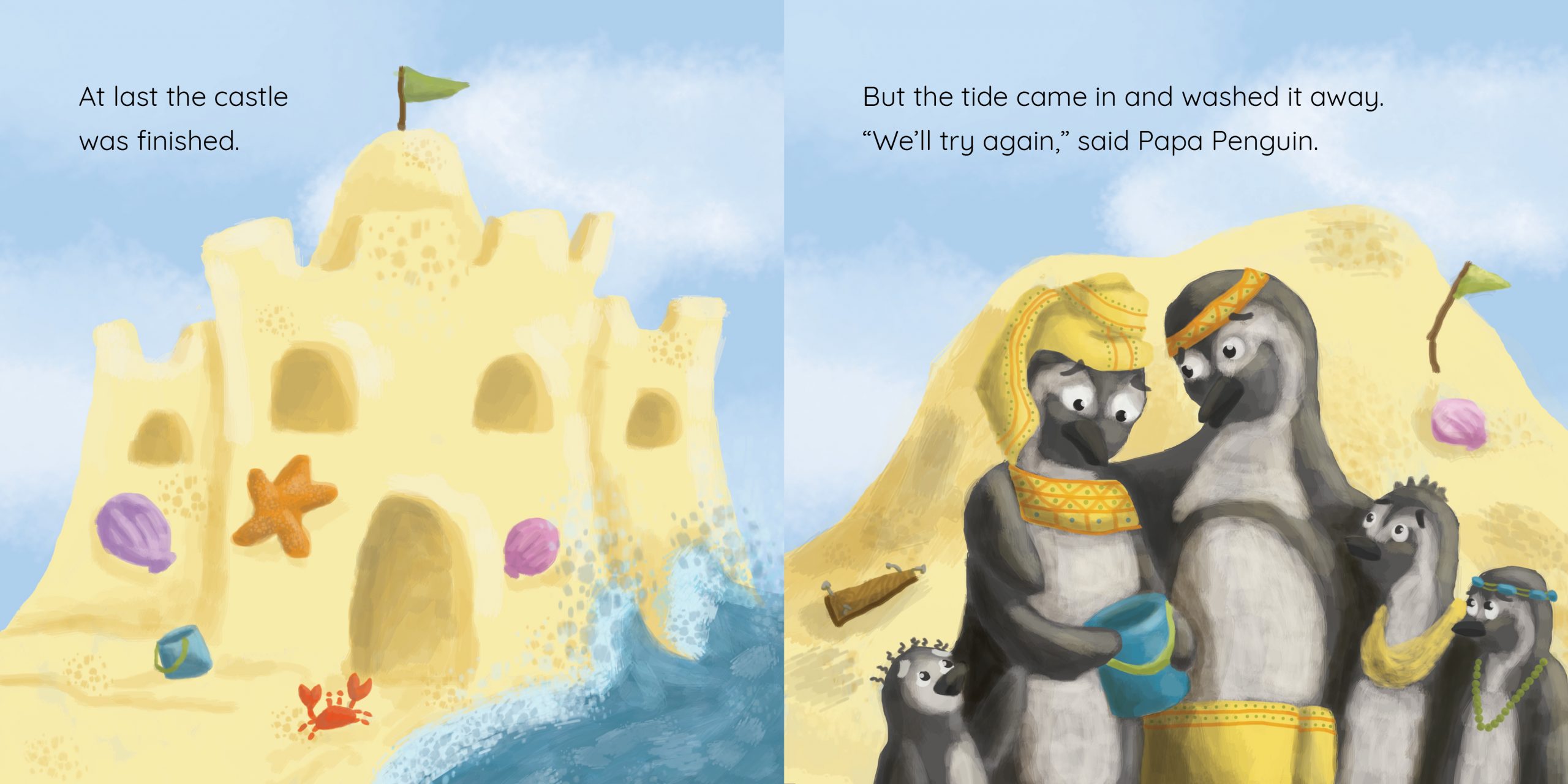 Mrs Penguin’s Perfect Palace — original illustrated page 4, English text included