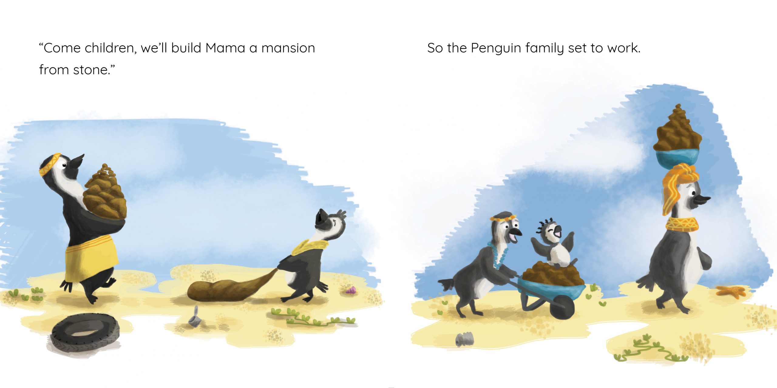 Mrs Penguin’s Perfect Palace — original illustrated page 5, English text included