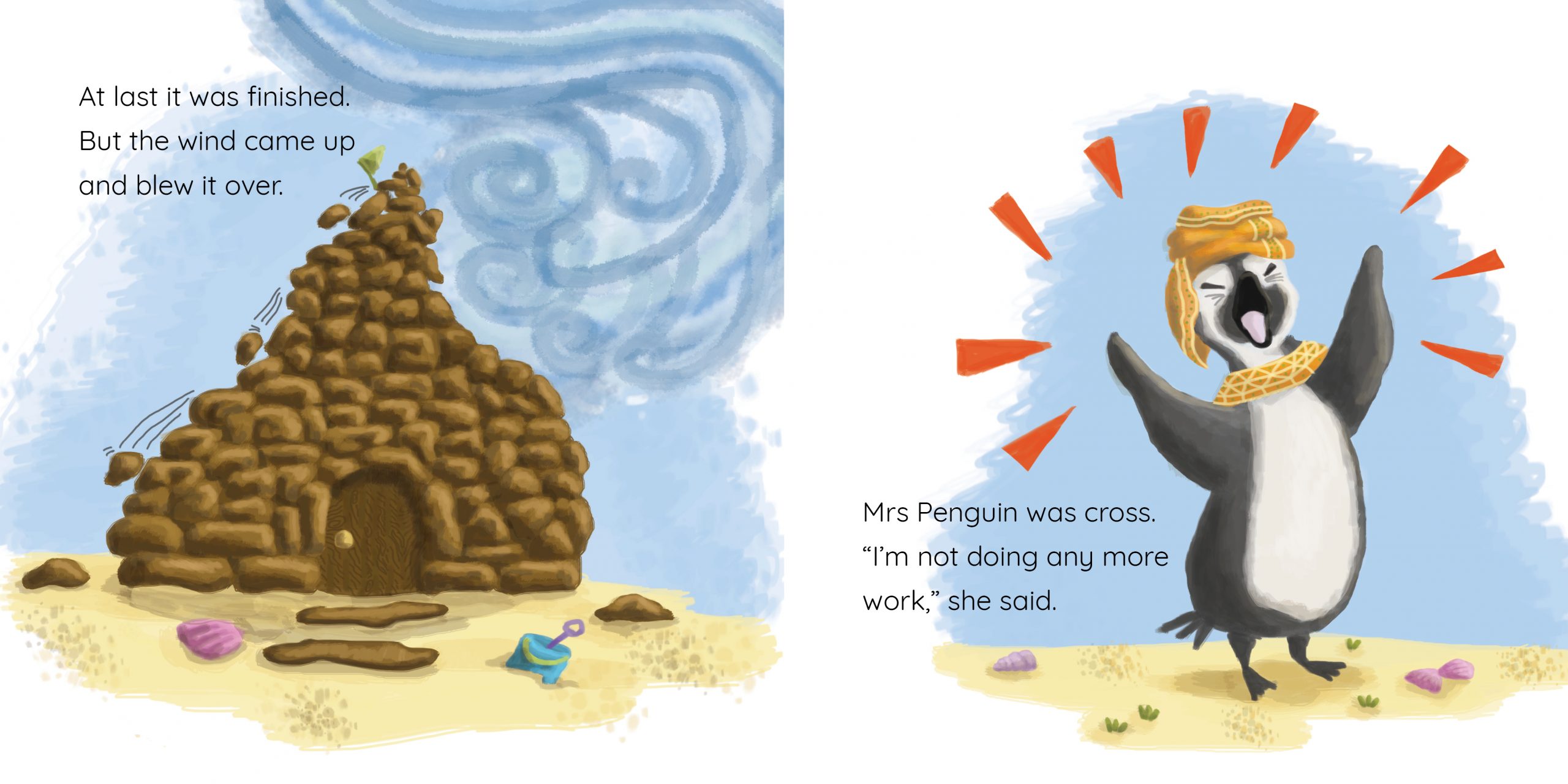 Mrs Penguin’s Perfect Palace — original illustrated page 7, English text included