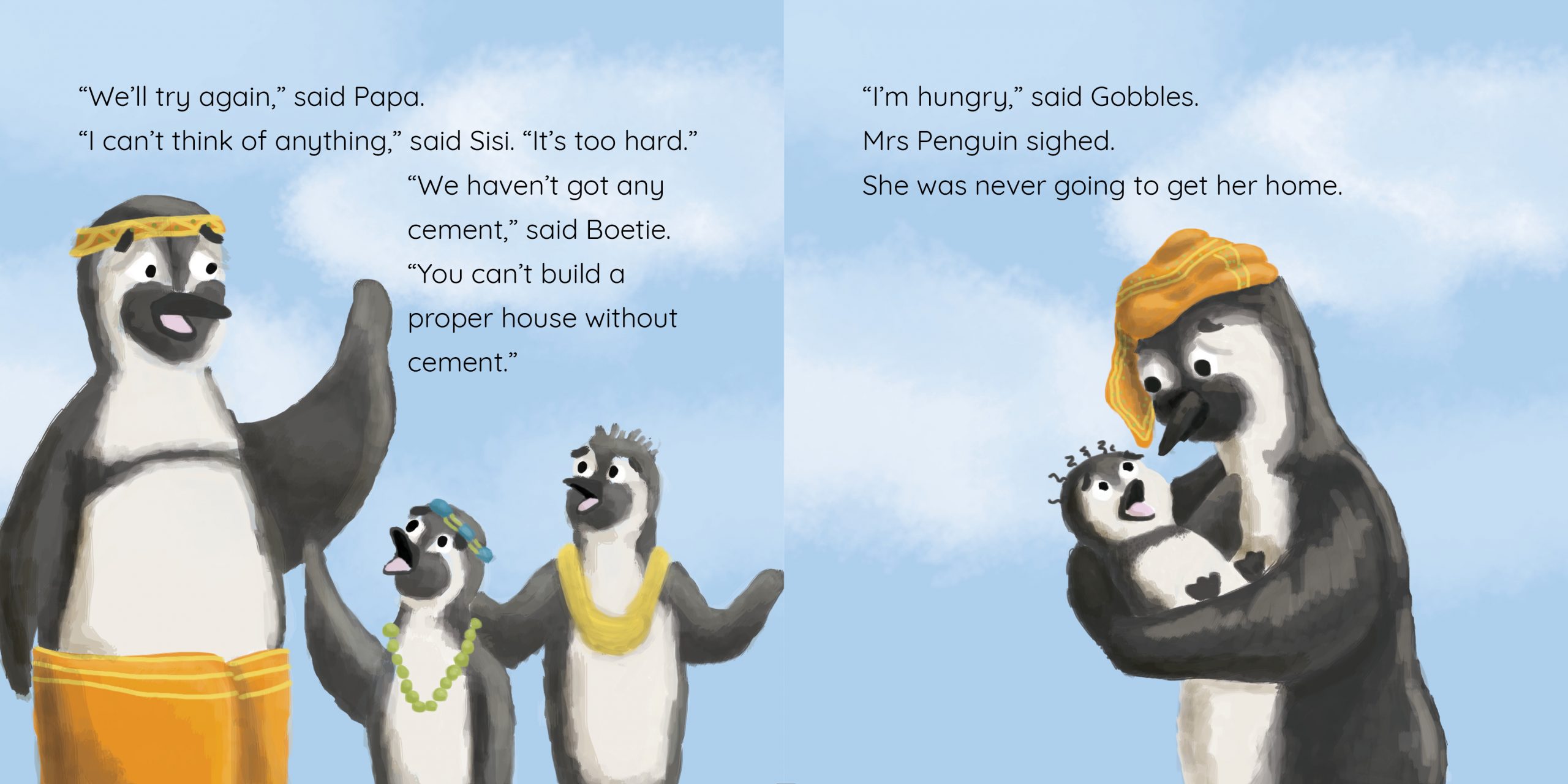 Mrs Penguin’s Perfect Palace — original illustrated page 8, English text included