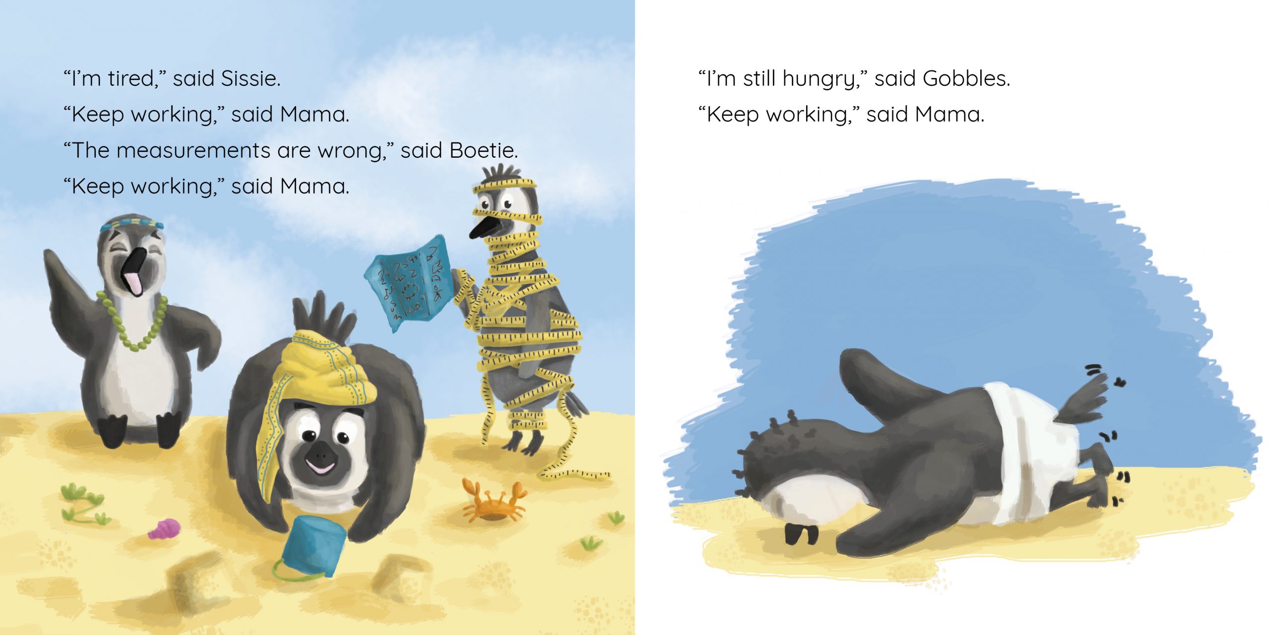 Mrs Penguin’s Perfect Palace — original illustrated page 11, English text included