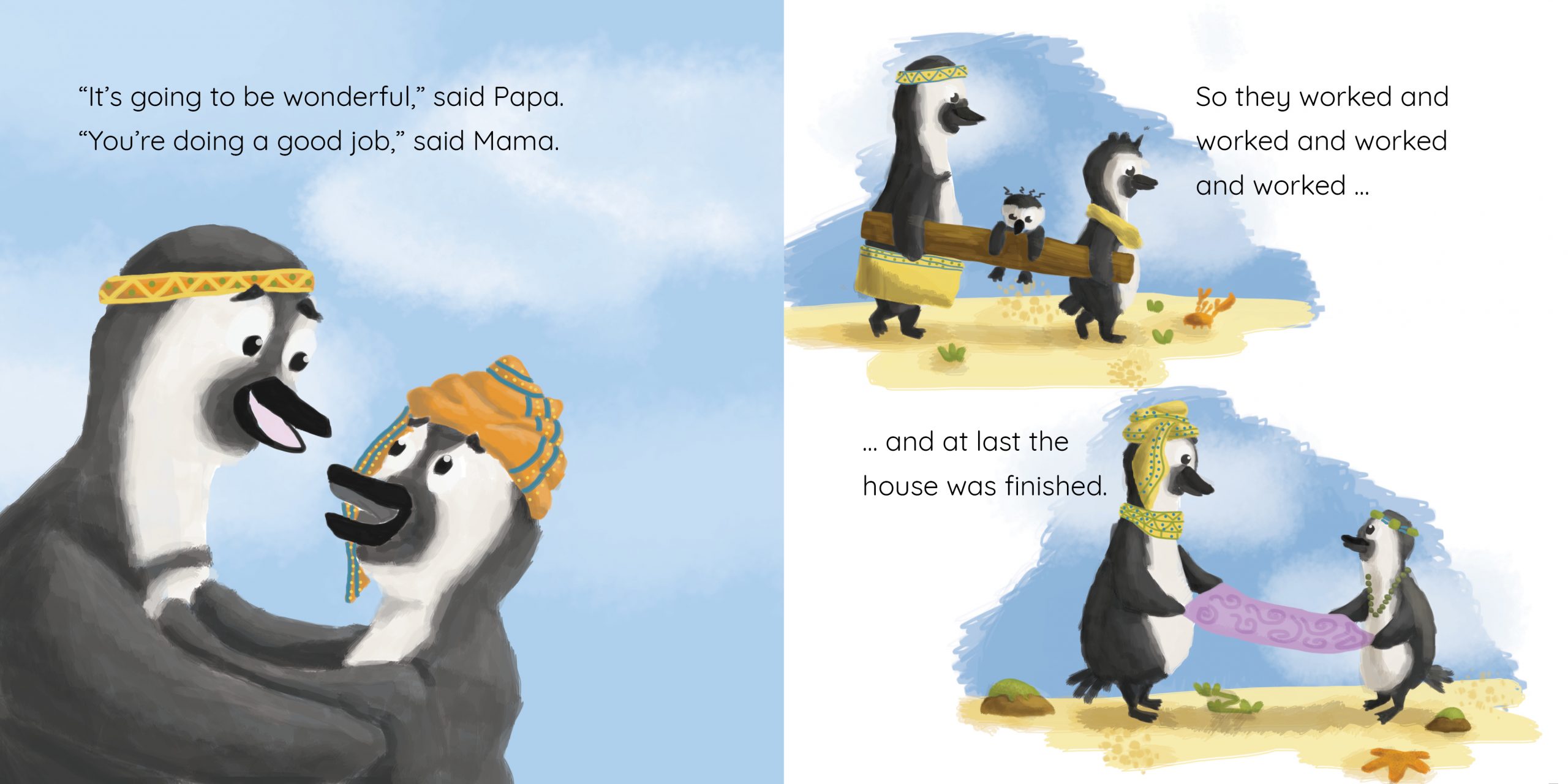 Mrs Penguin’s Perfect Palace — original illustrated page 12, English text included