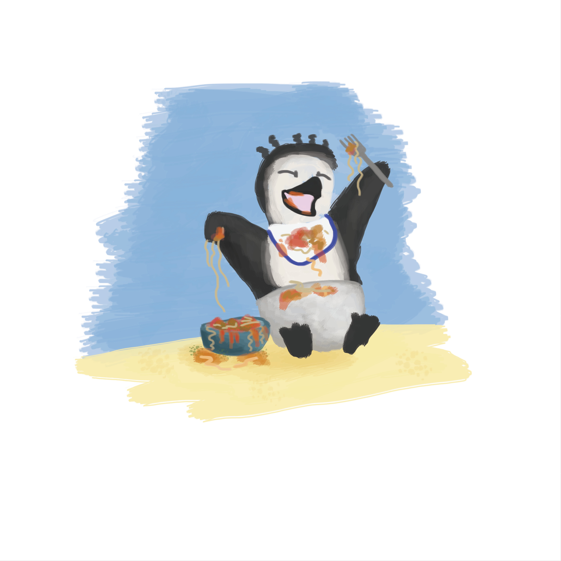 Mrs Penguin’s Perfect Palace — original illustrated page 14, English text included