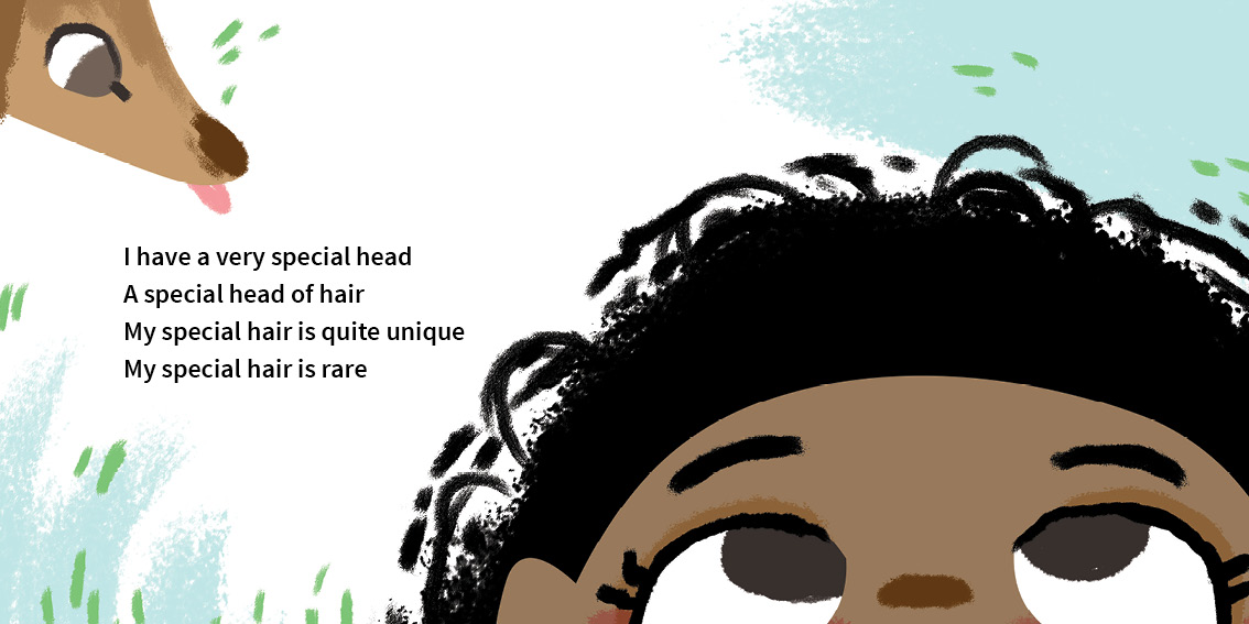 My Special Hair — original illustrated page 4, English text included