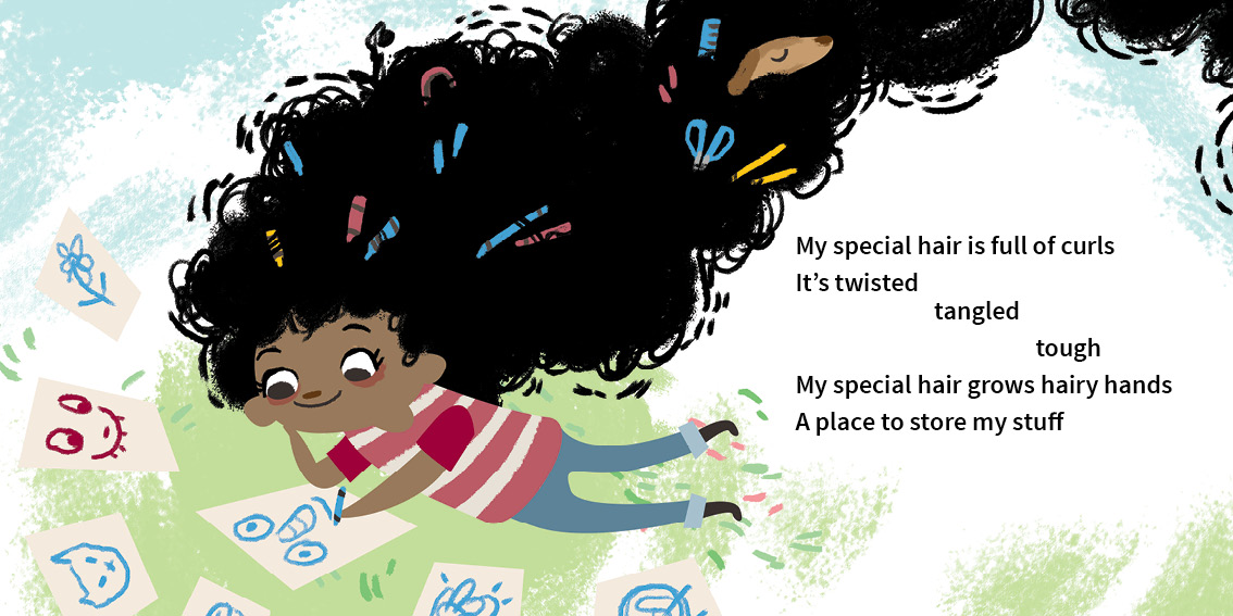 My Special Hair — original illustrated page 11, English text included