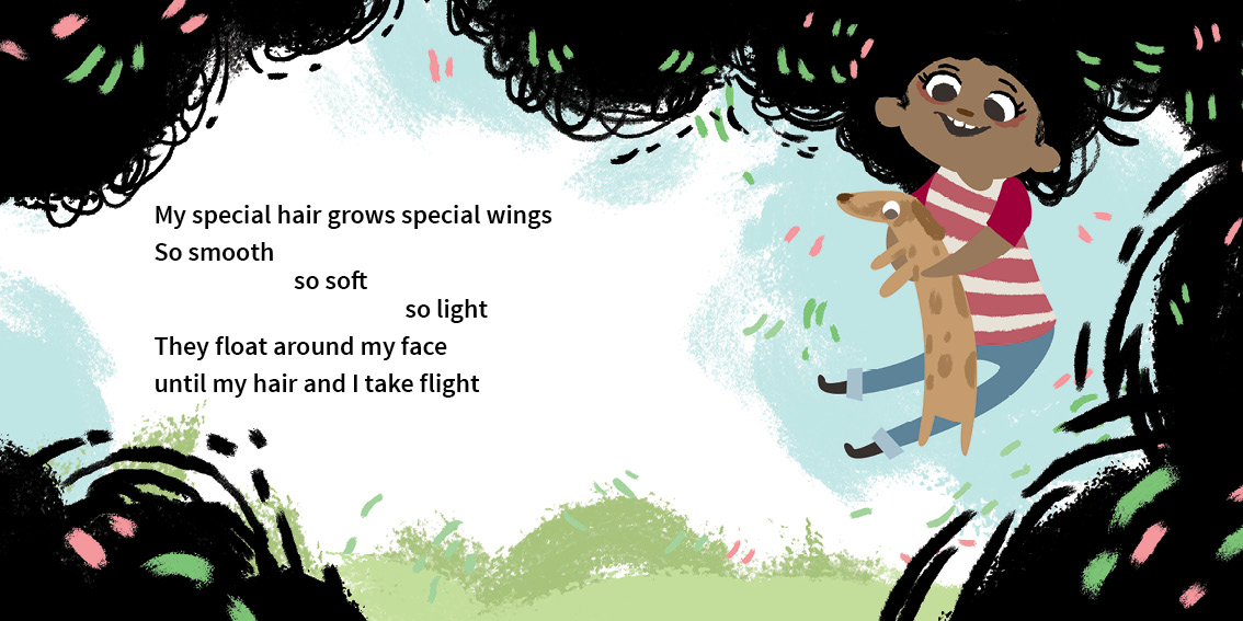 My Special Hair — original illustrated page 12, English text included