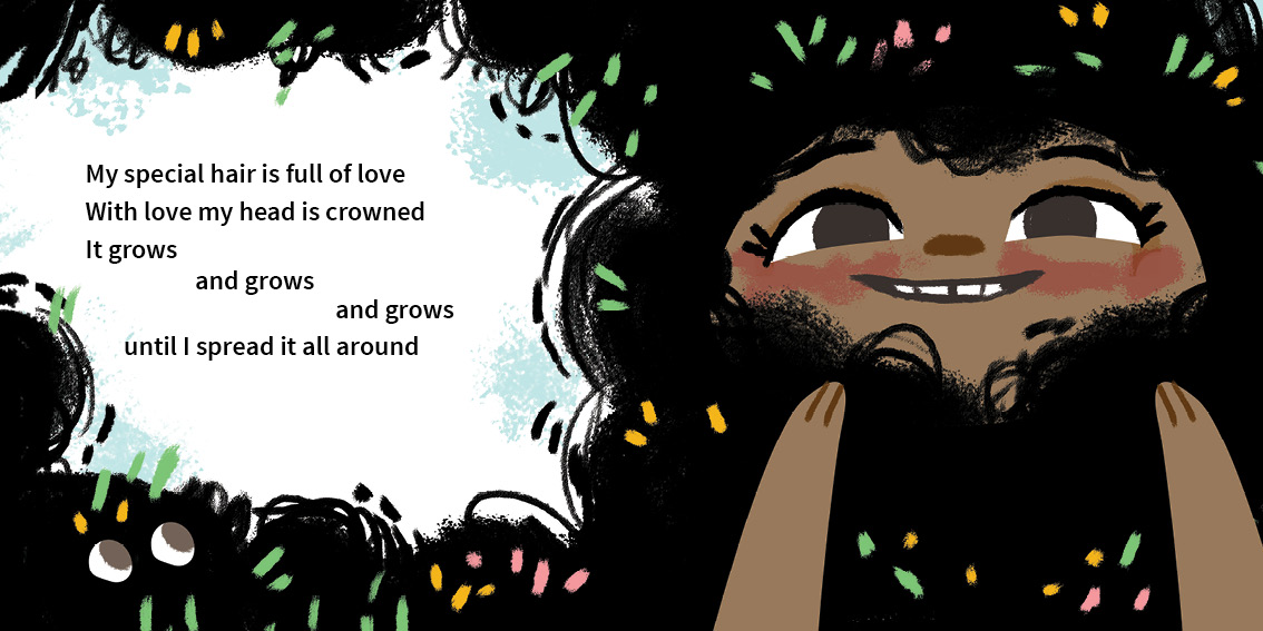 My Special Hair — original illustrated page 14, English text included