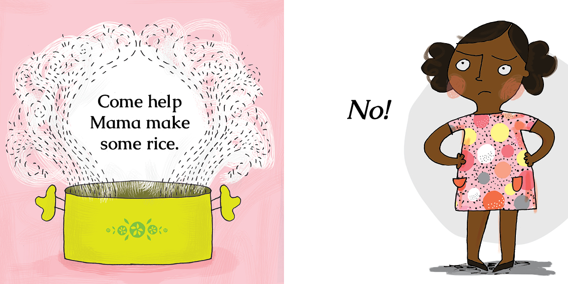 No! — original illustrated page 8, English text included