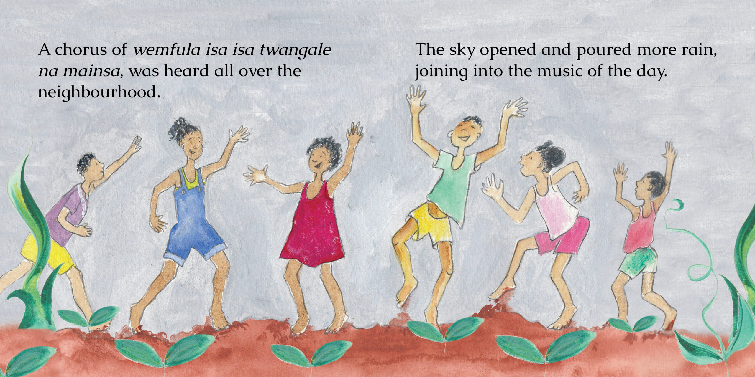 O Rain Come — original illustrated page 13, English text included