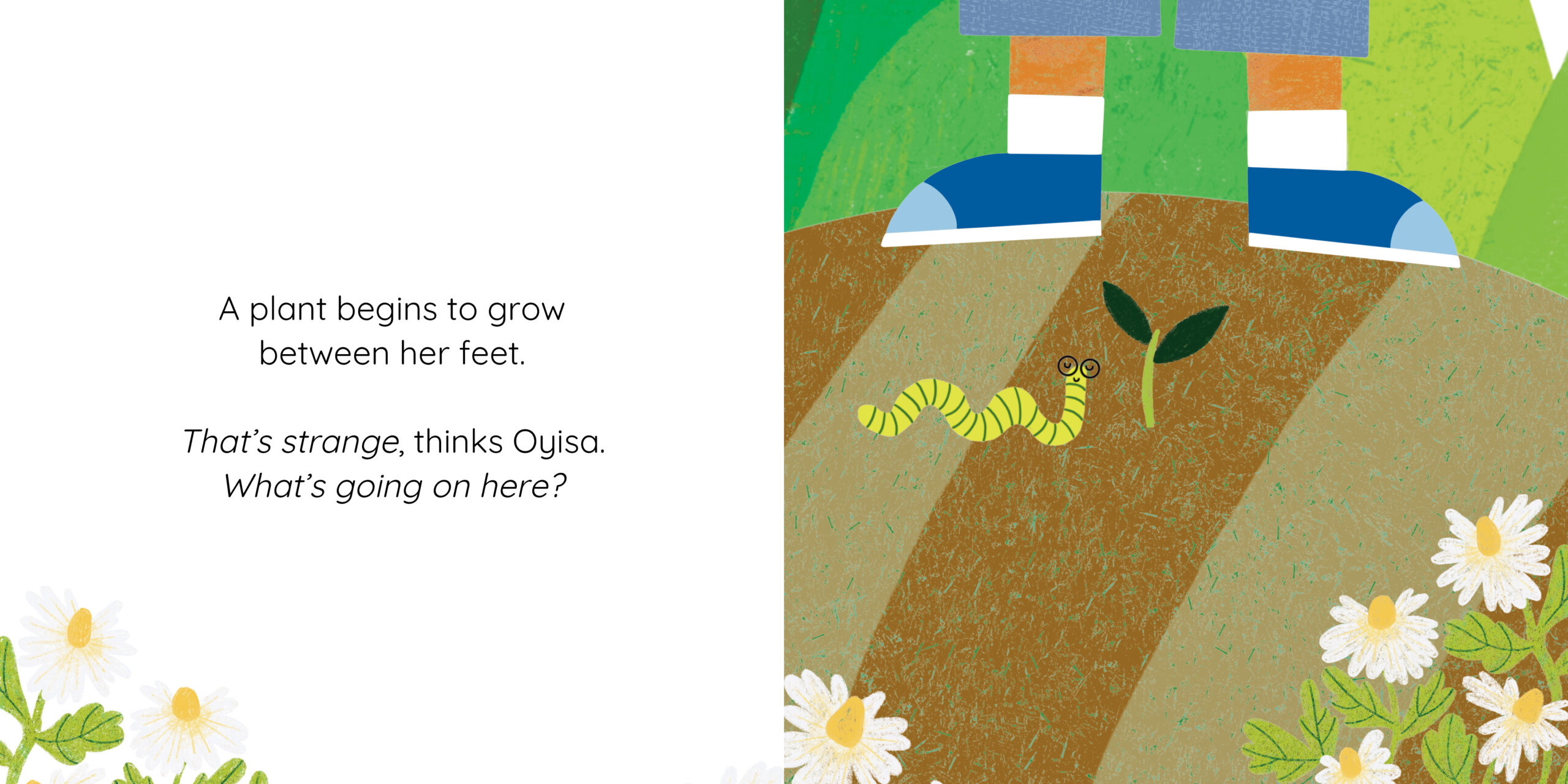 Oyisa and the Giant Tree — original illustrated page 6, English text included