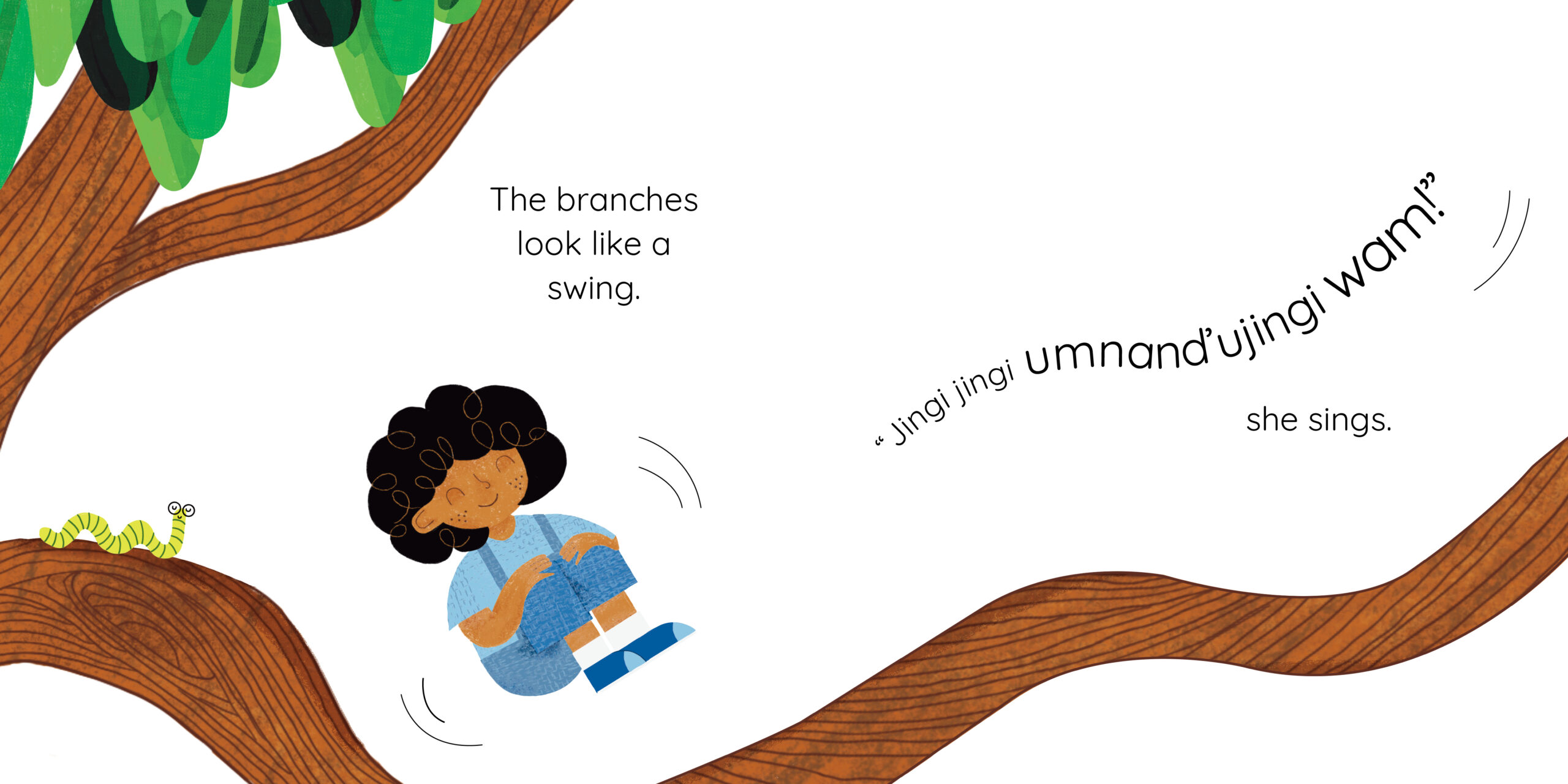 Oyisa and the Giant Tree — original illustrated page 8, English text included
