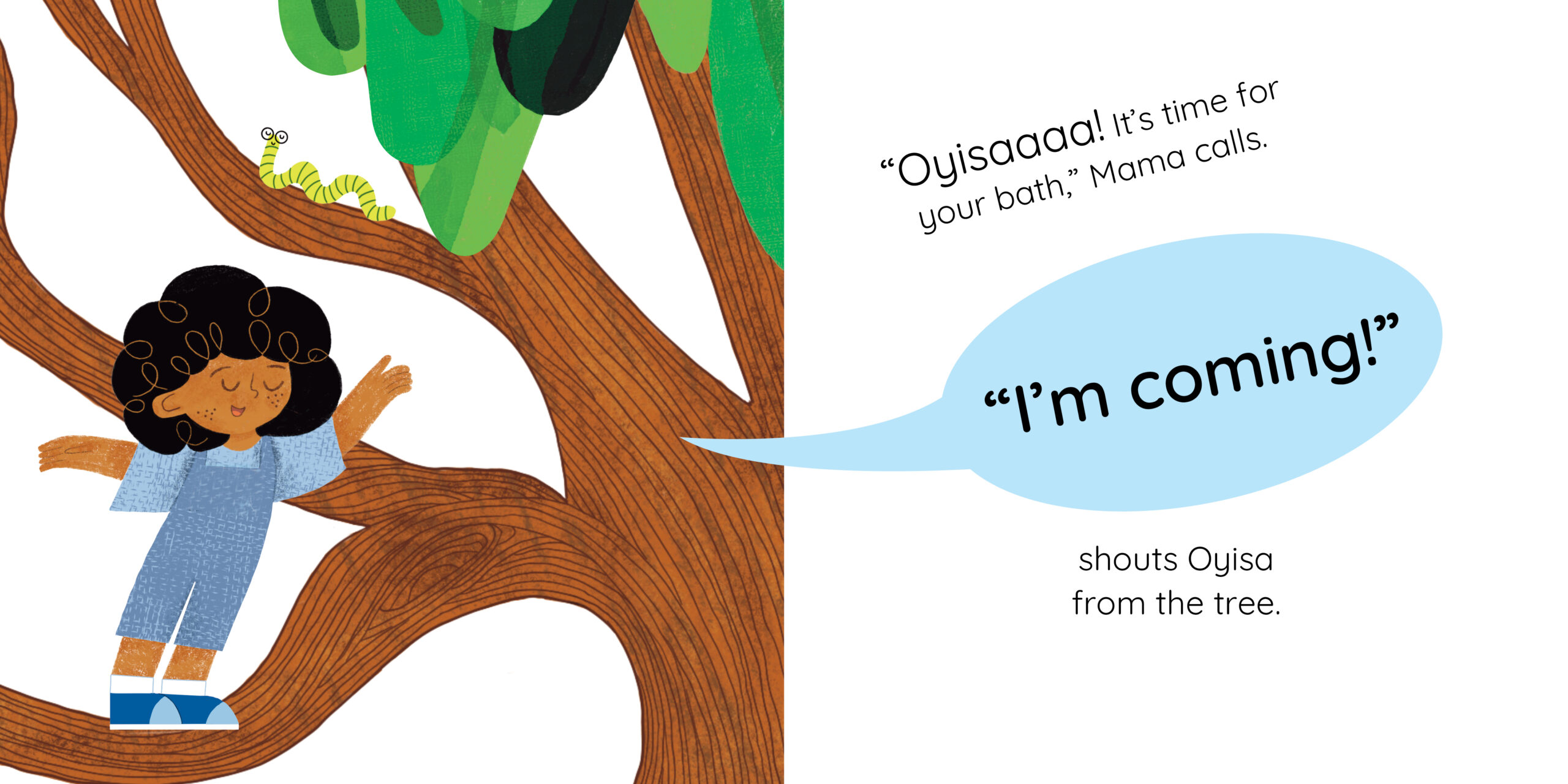 Oyisa and the Giant Tree — original illustrated page 12, English text included