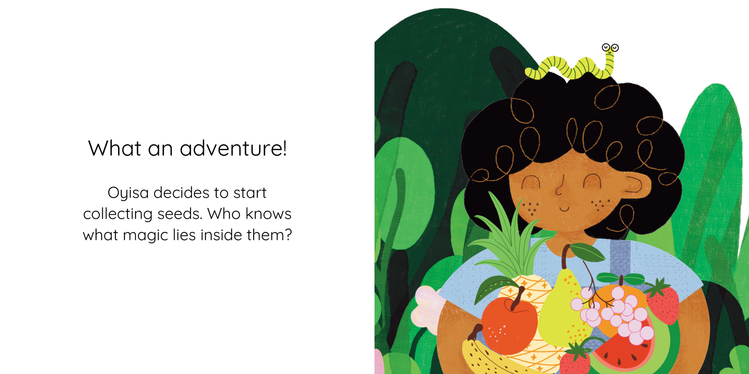 Oyisa and the Giant Tree — original illustrated page 13, English text included